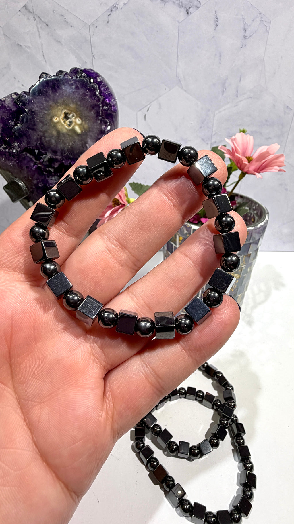 Hematite Cube Bracelet
