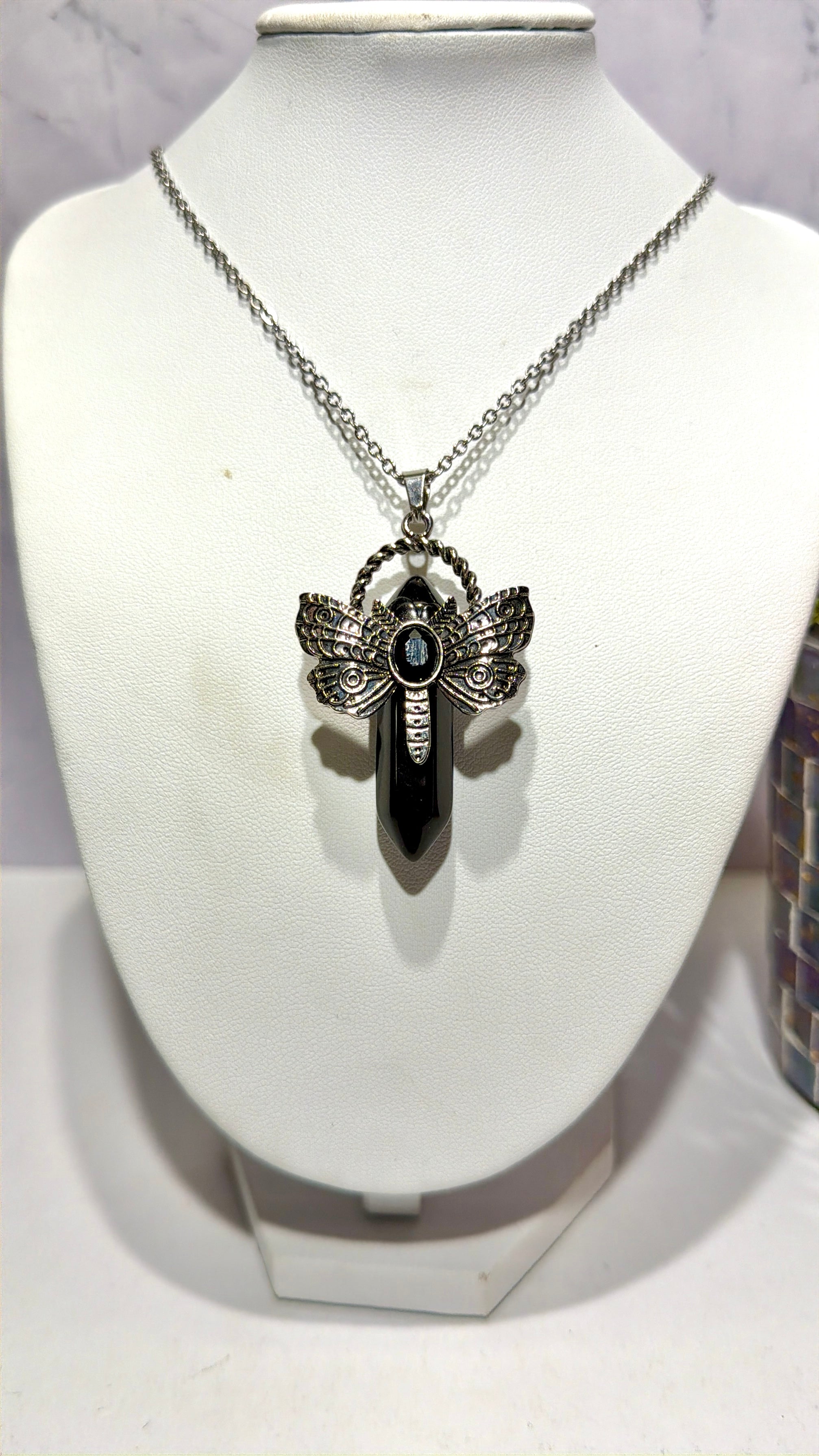 Obsidian DT Dragonfly Necklace