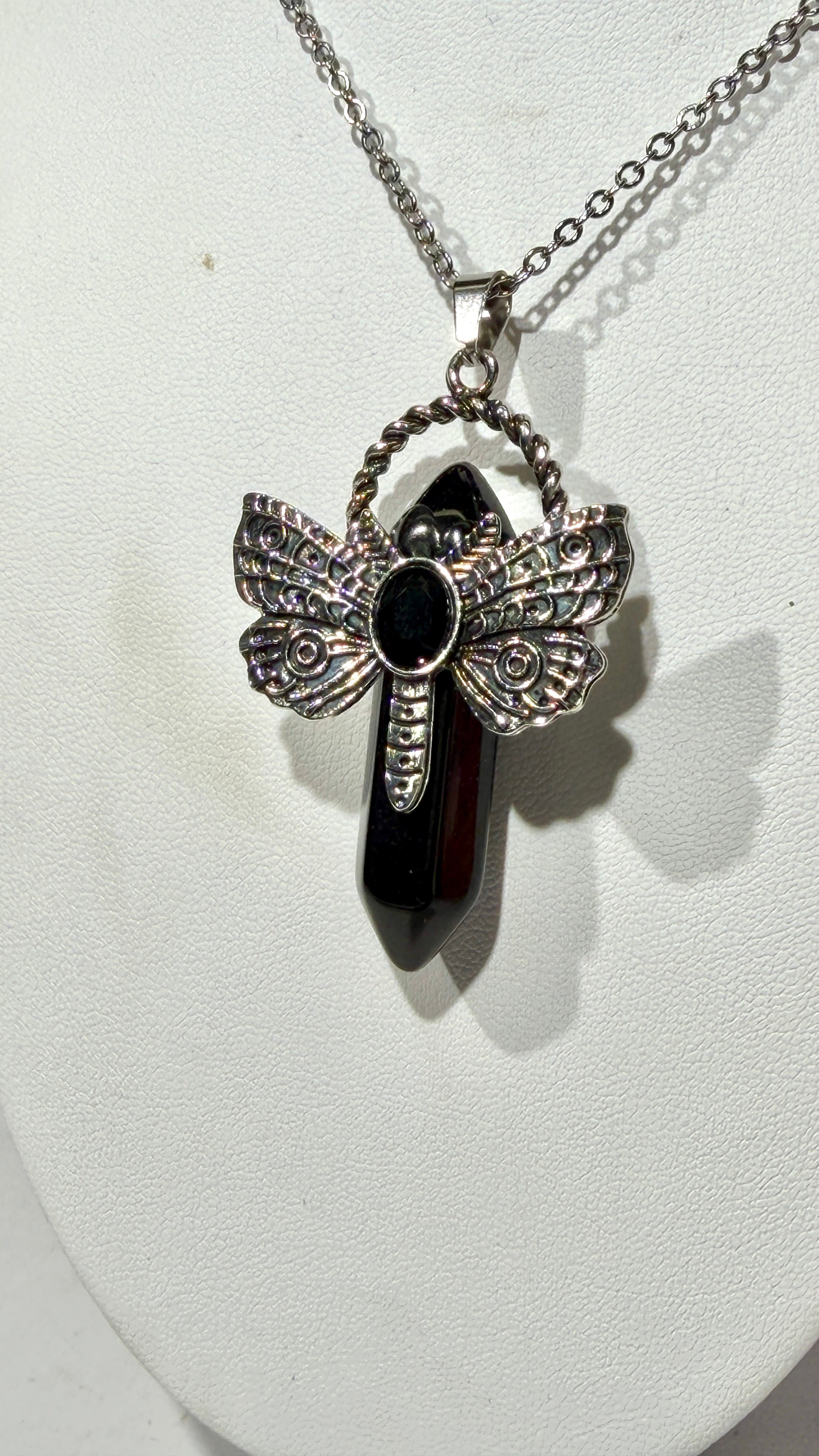 Obsidian DT Dragonfly Necklace