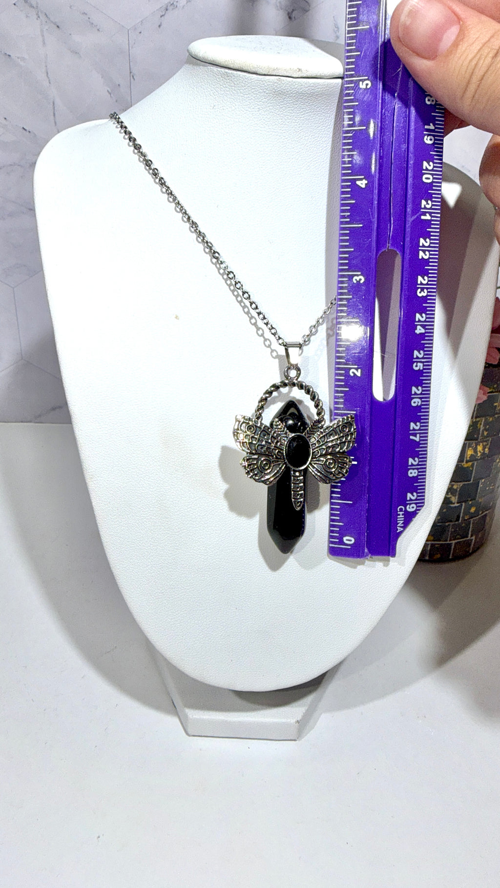 Obsidian DT Dragonfly Necklace