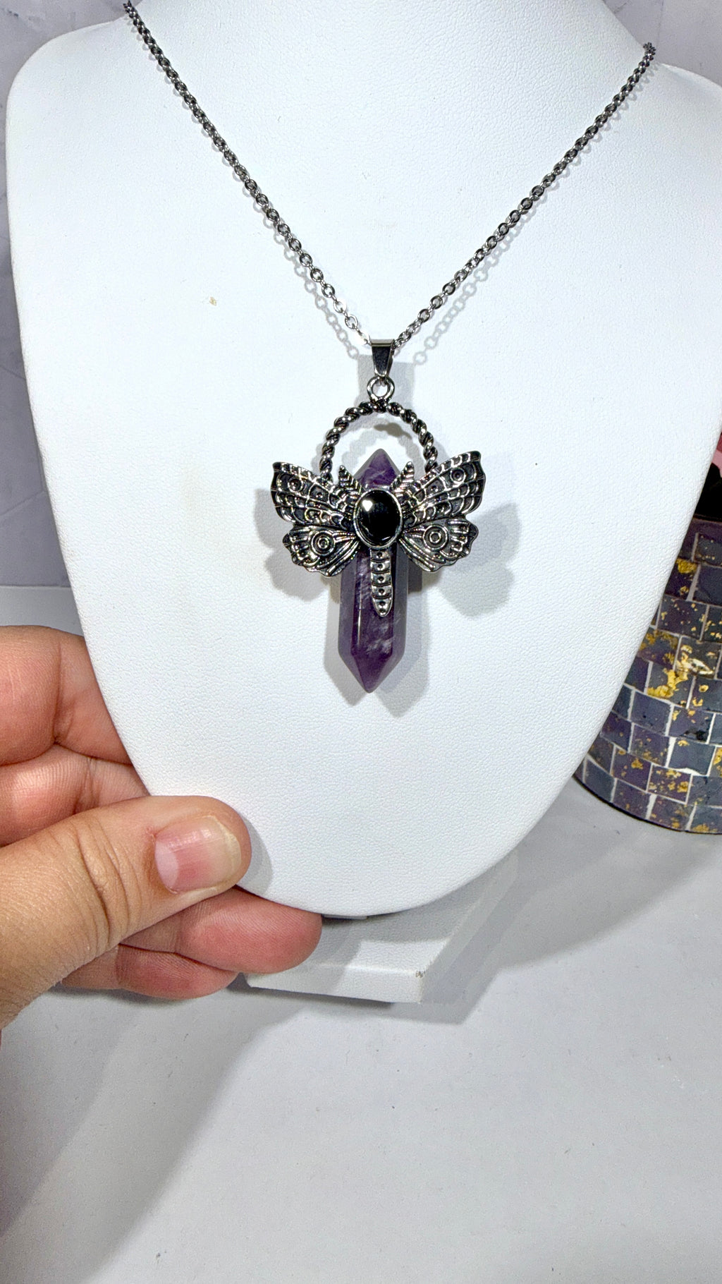 Amethyst DT Dragonfly Necklace