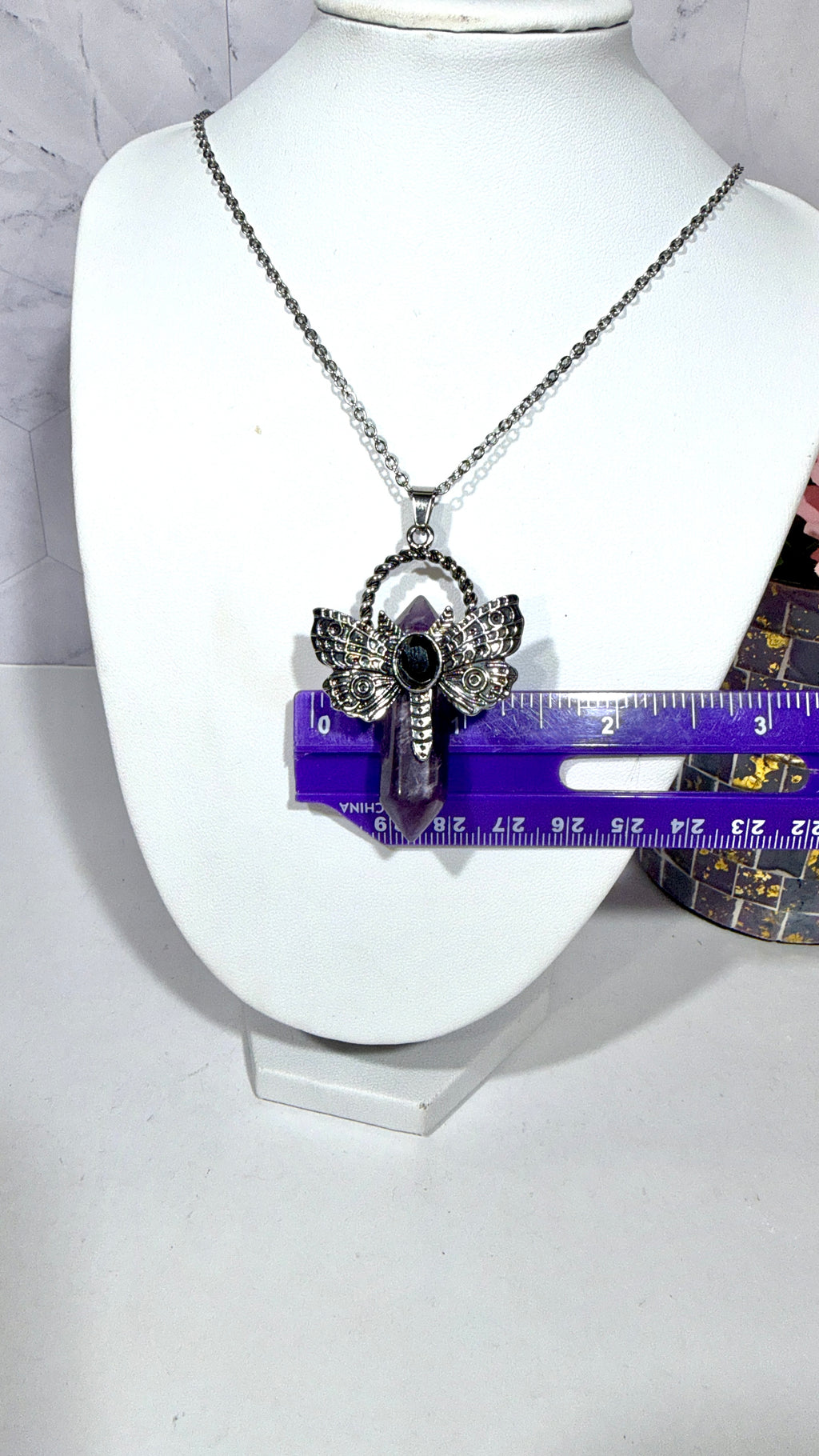 Amethyst DT Dragonfly Necklace