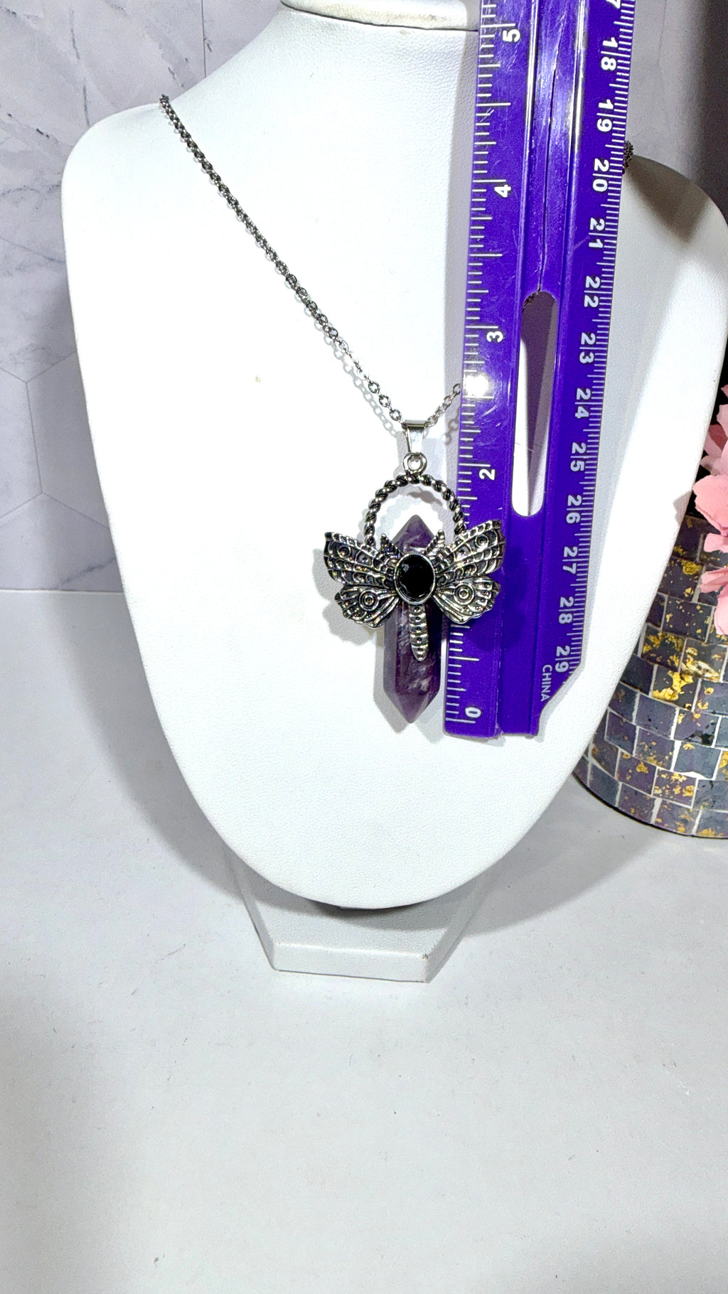 Amethyst DT Dragonfly Necklace
