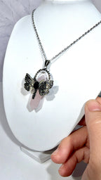 Rose Quartz DT Dragonfly Necklace
