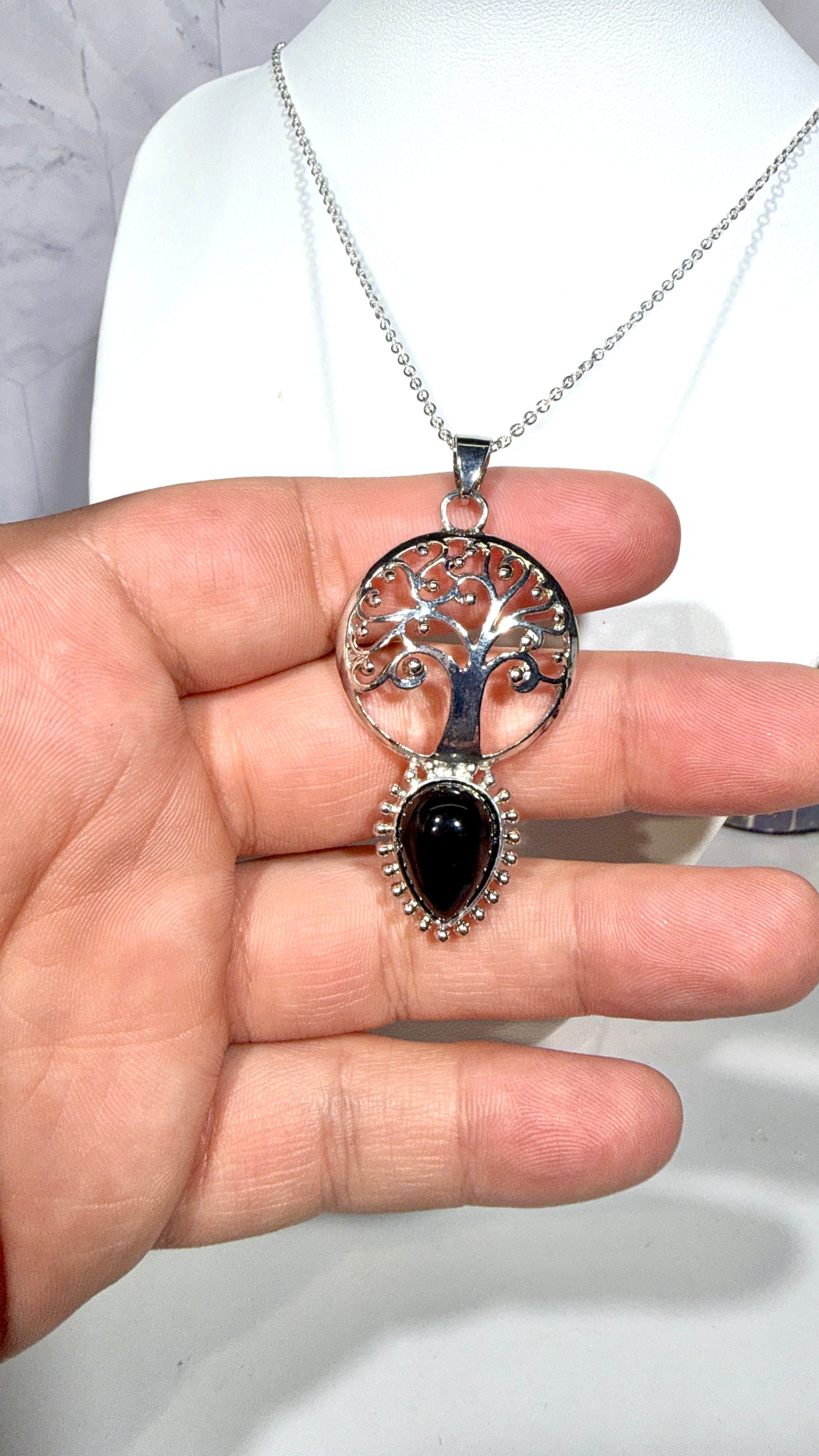 Obsidian Tree of Life Necklace