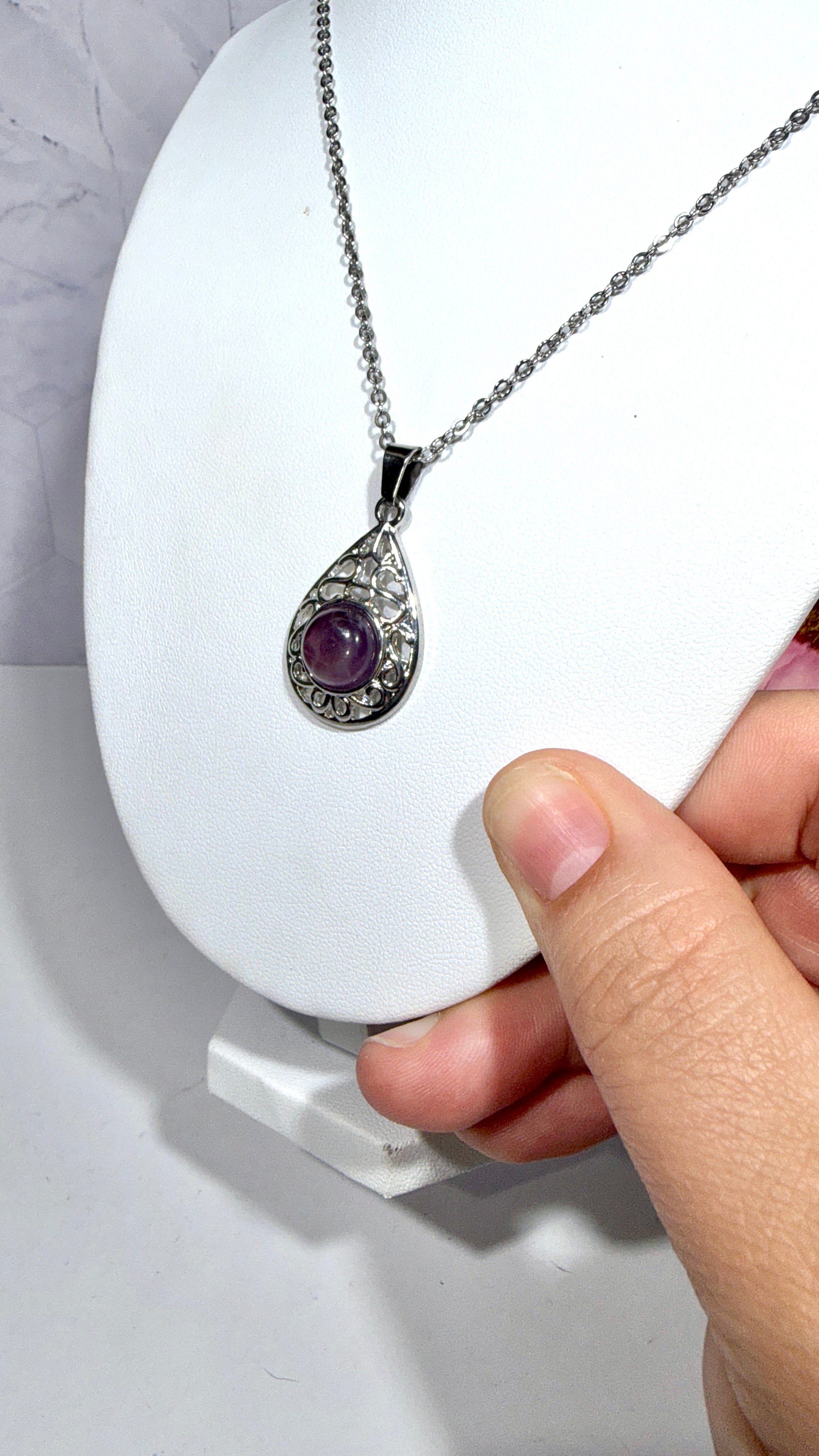 Amethyst Teardrop Necklace