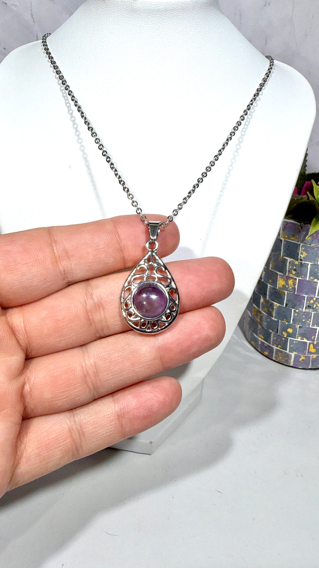 Amethyst Teardrop Necklace