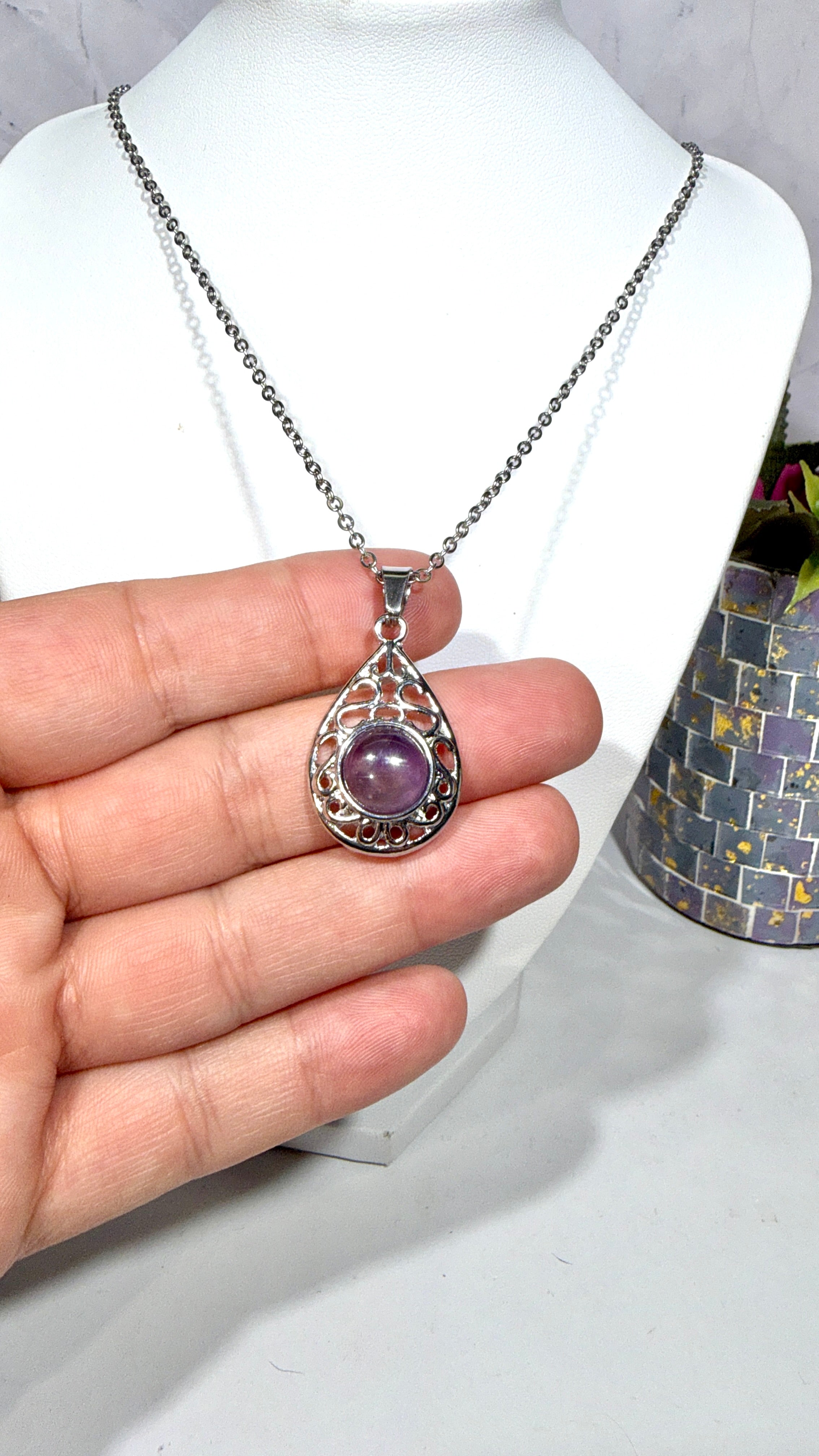 Amethyst Teardrop Necklace