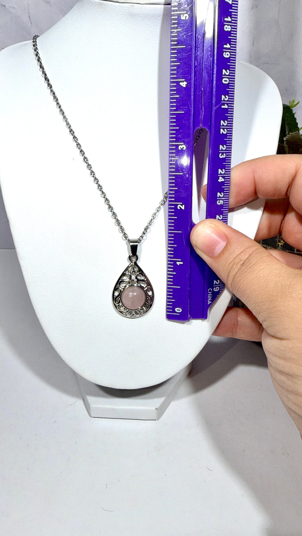 Rose Quartz Teardrop Necklace
