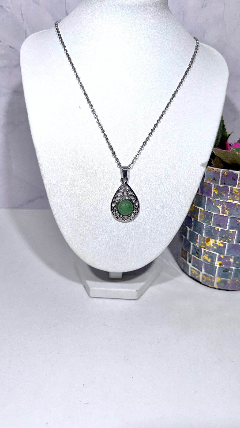 Green Aventurine Teardrop Necklace