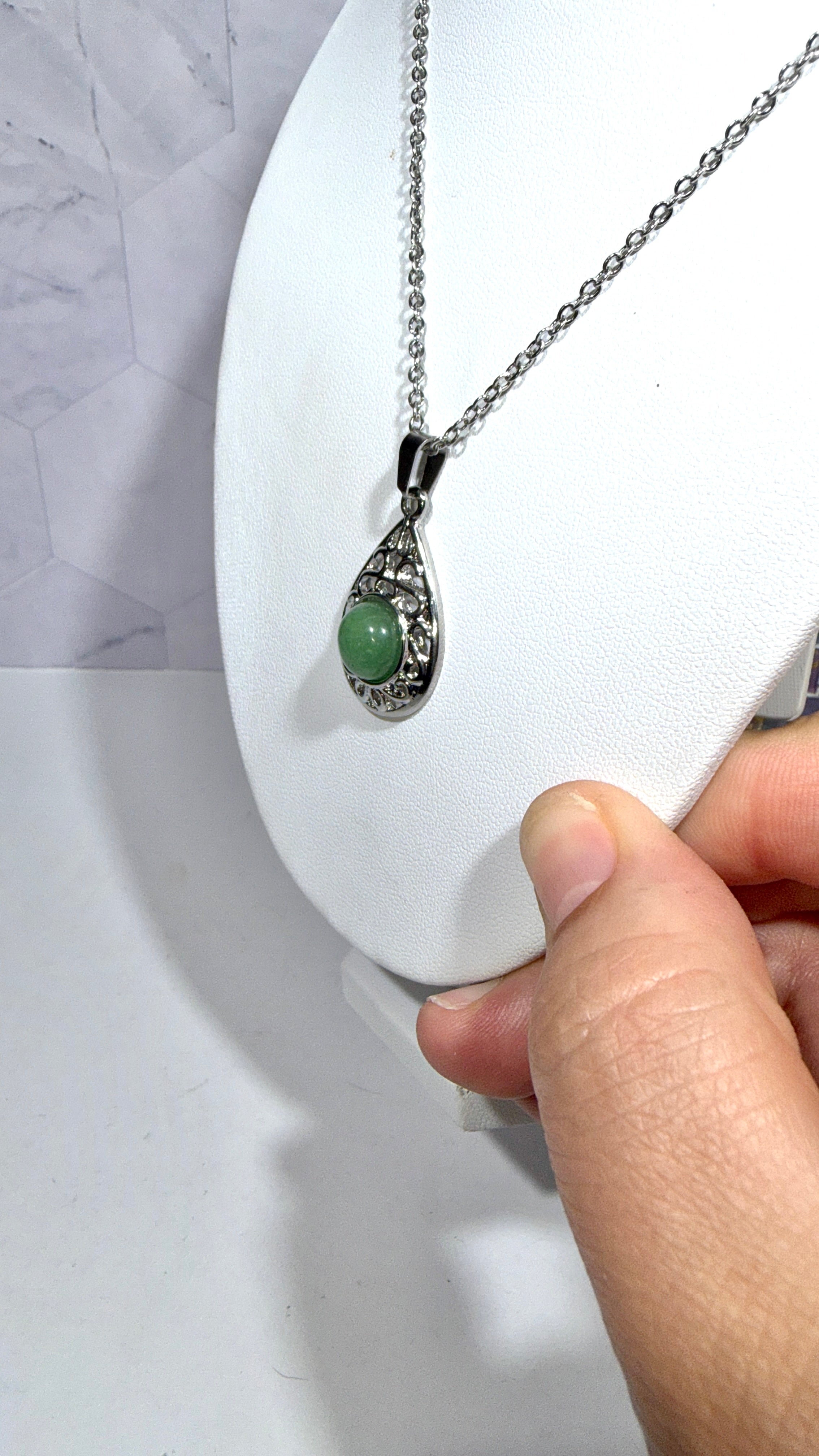 Green Aventurine Teardrop Necklace