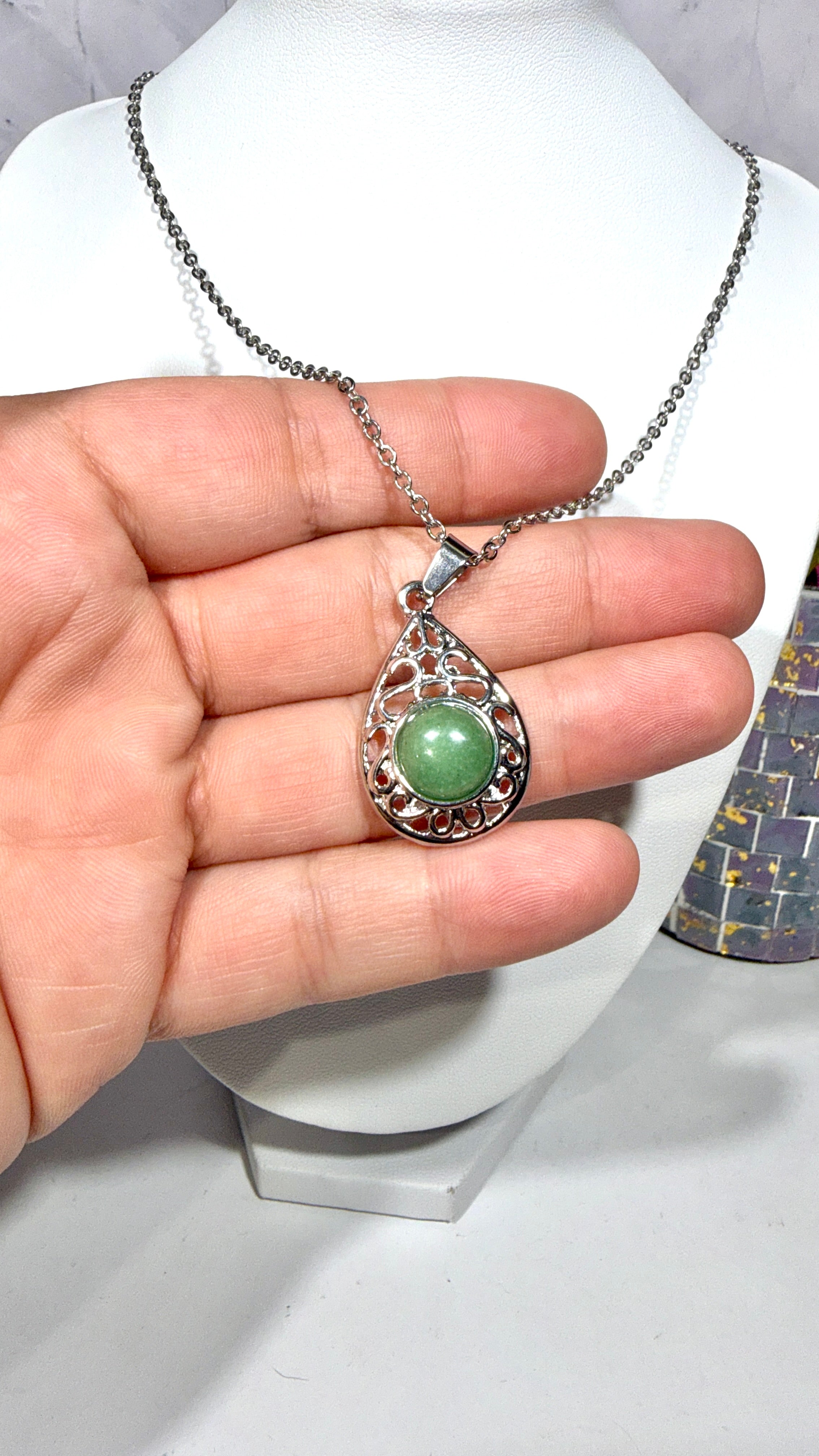 Green Aventurine Teardrop Necklace