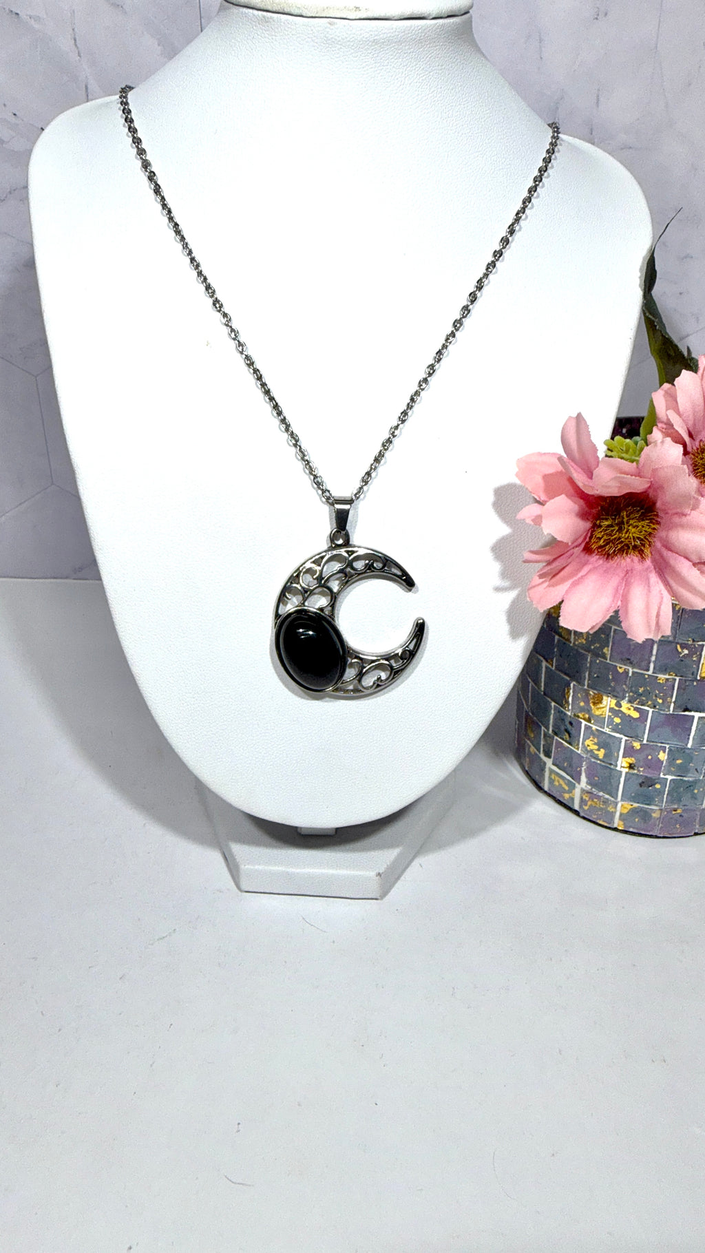 Obsidian Moon Necklace