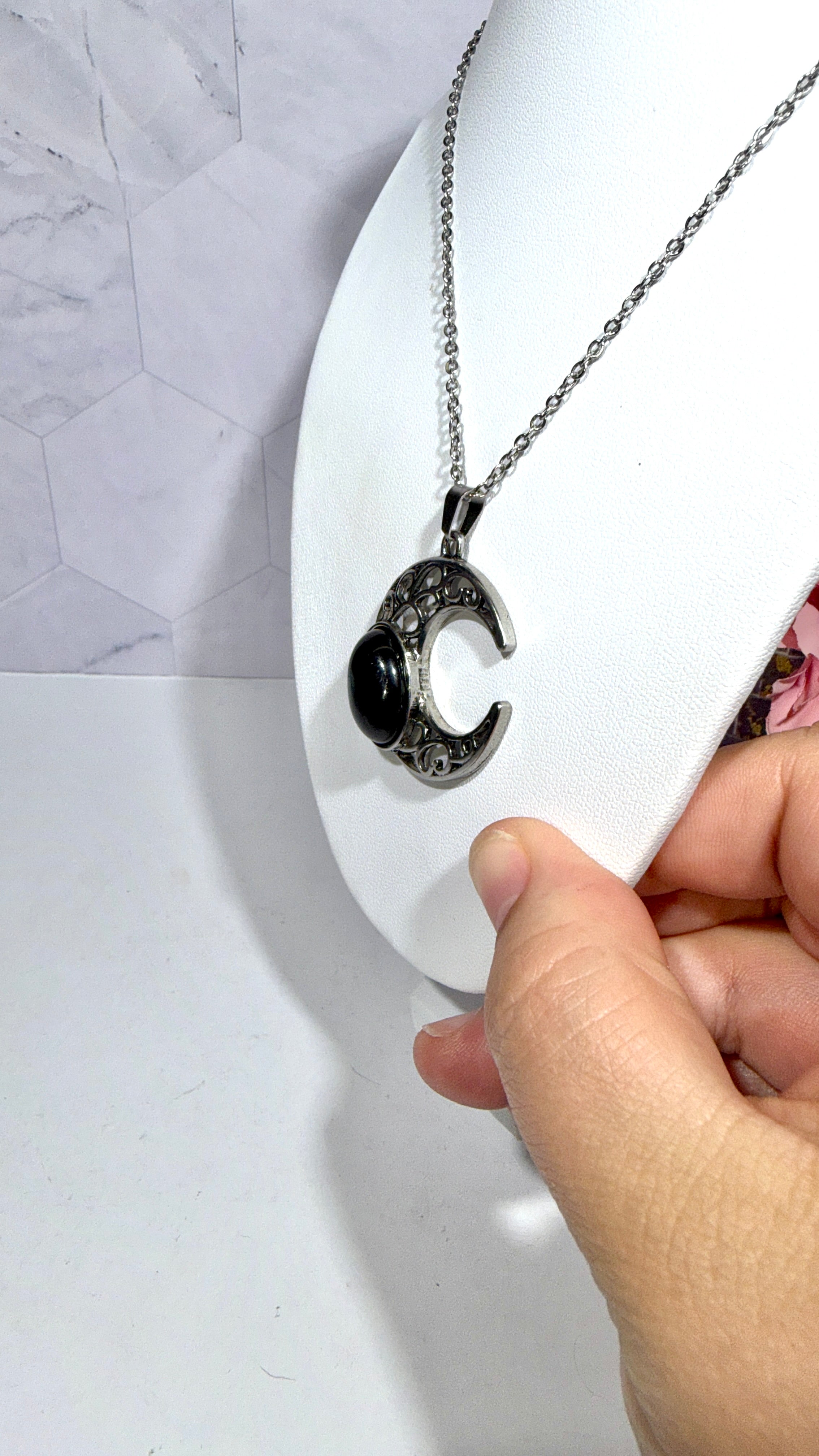Obsidian Moon Necklace