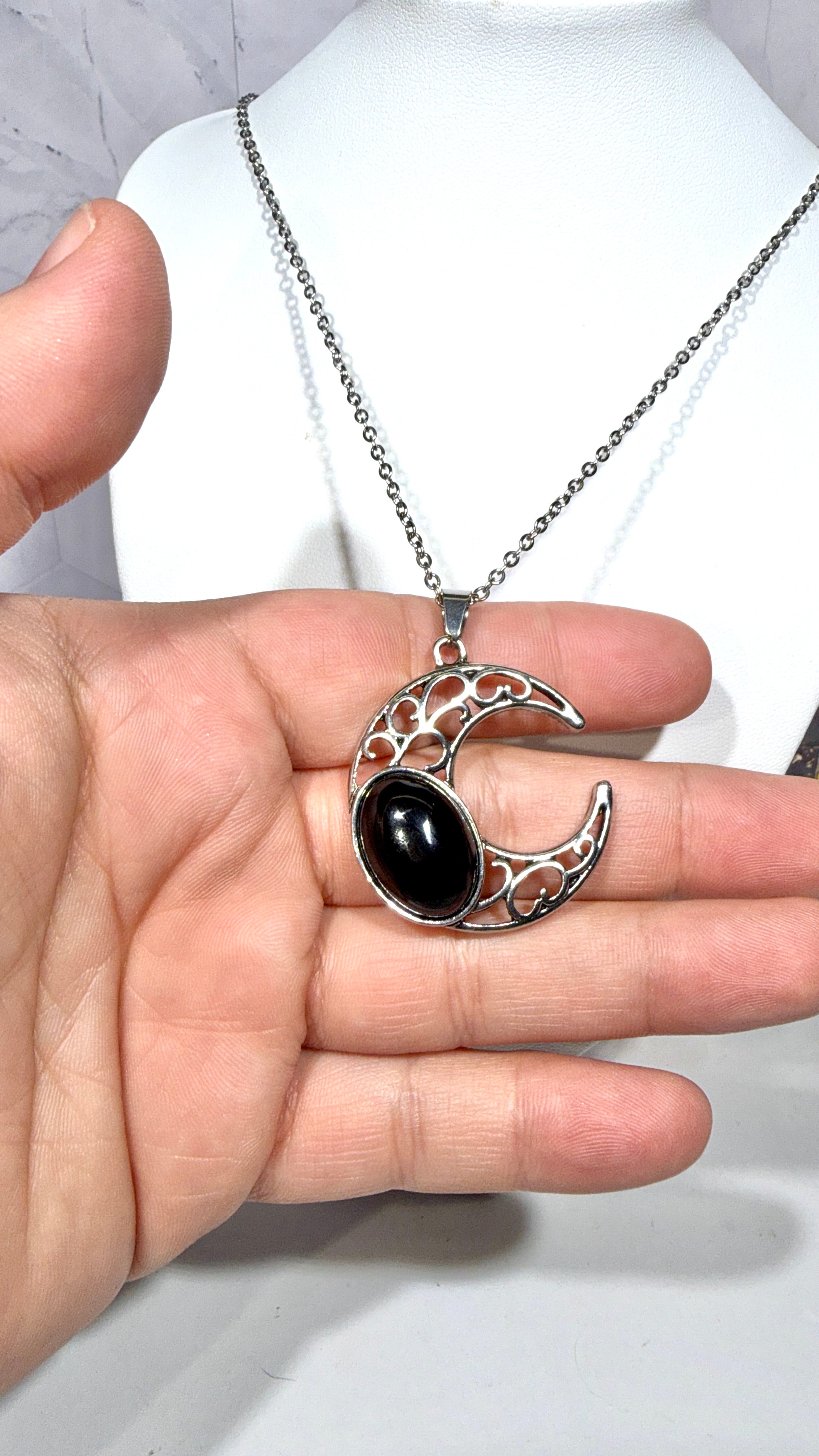Obsidian Moon Necklace