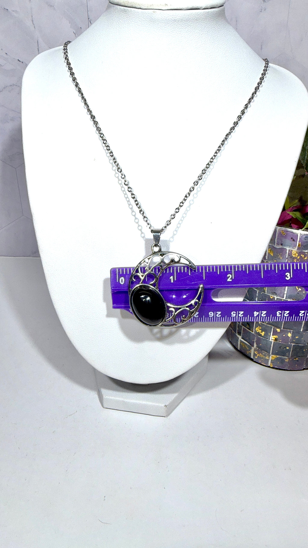 Obsidian Moon Necklace