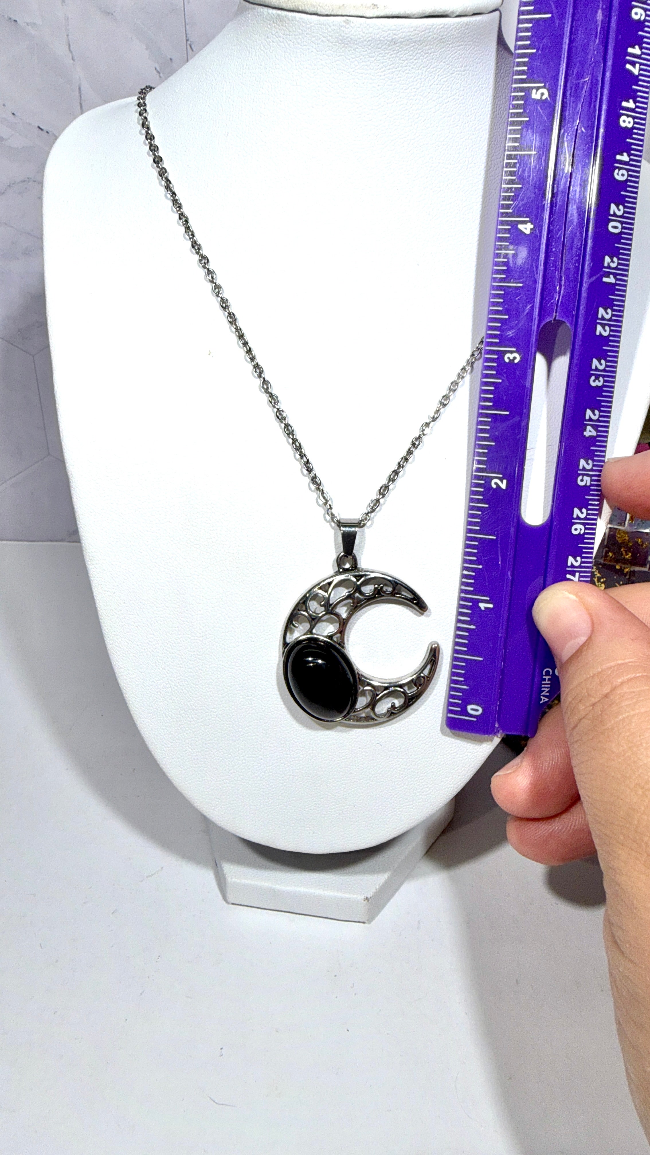 Obsidian Moon Necklace
