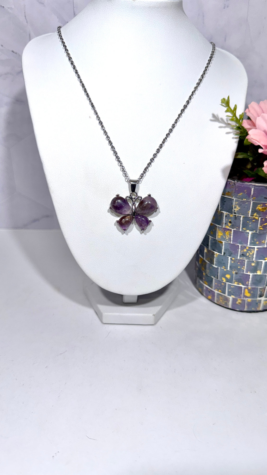 Amethyst Butterfly Necklace