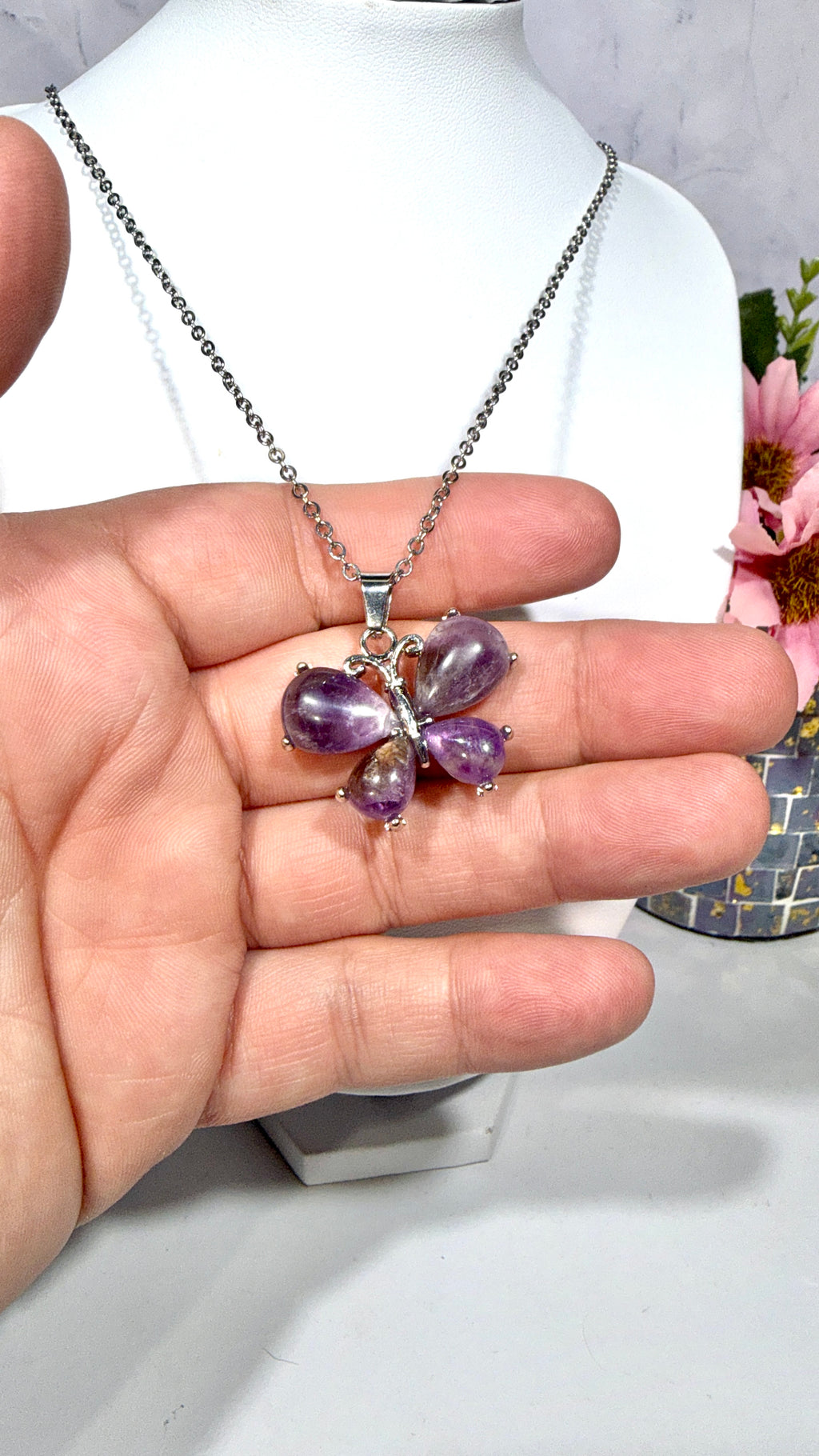 Amethyst Butterfly Necklace