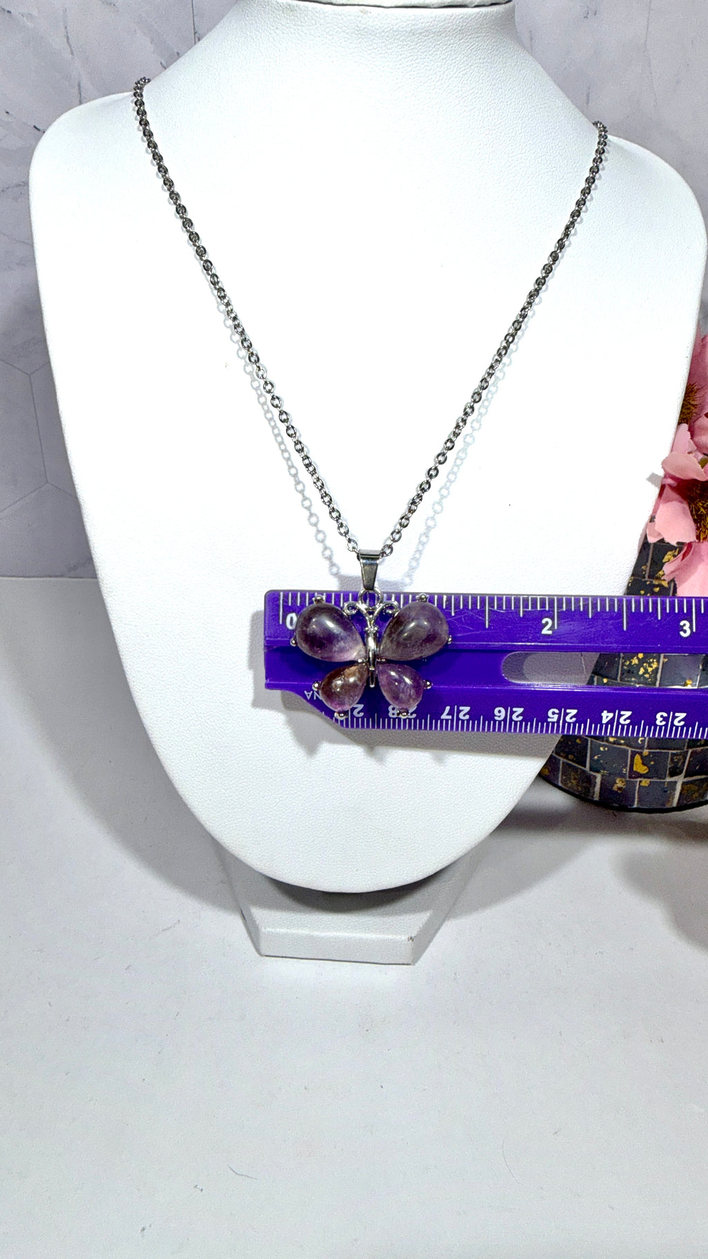 Amethyst Butterfly Necklace
