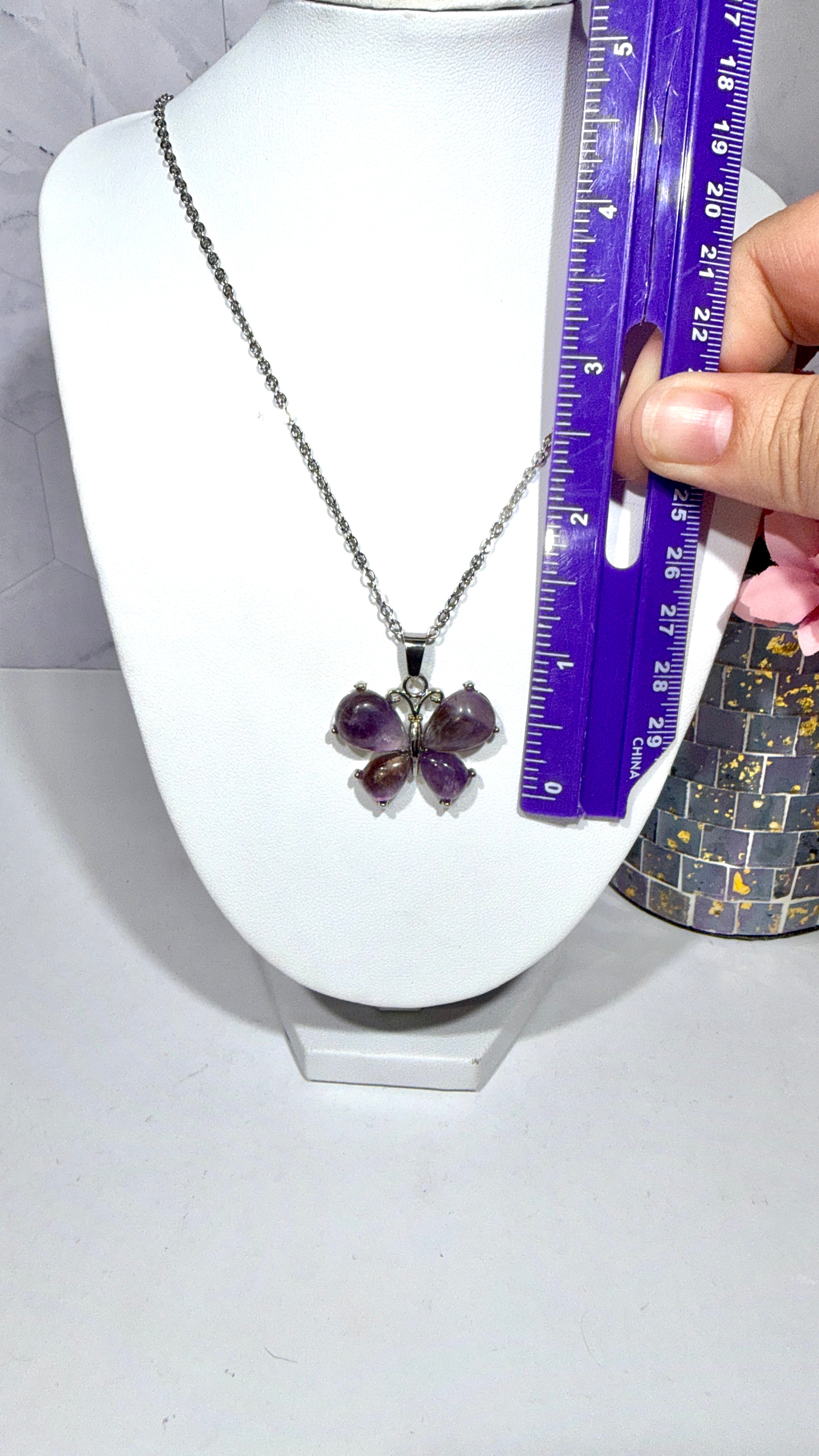 Amethyst Butterfly Necklace