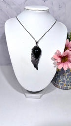 Obsidian Angel Wing Necklace