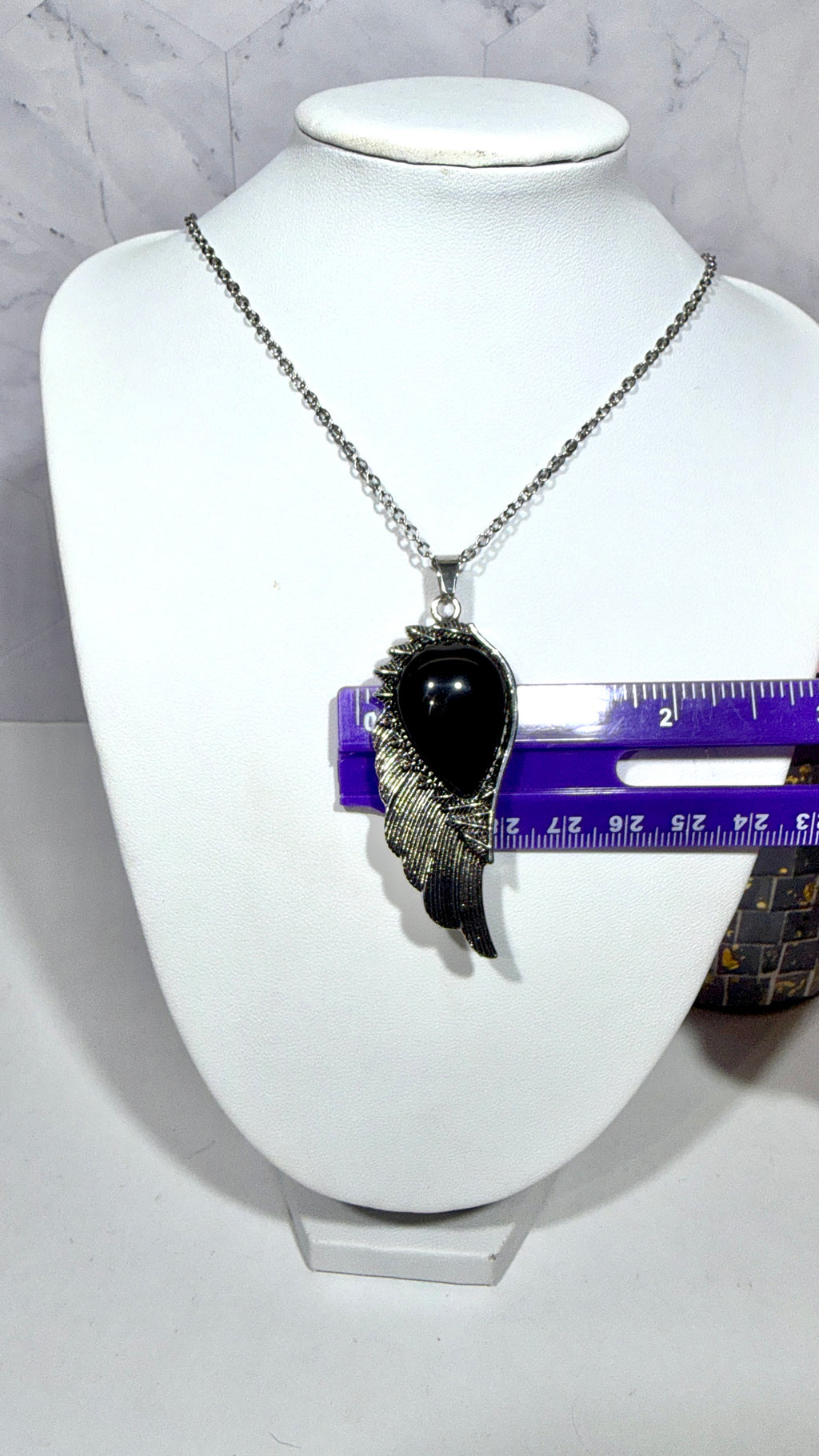 Obsidian Angel Wing Necklace