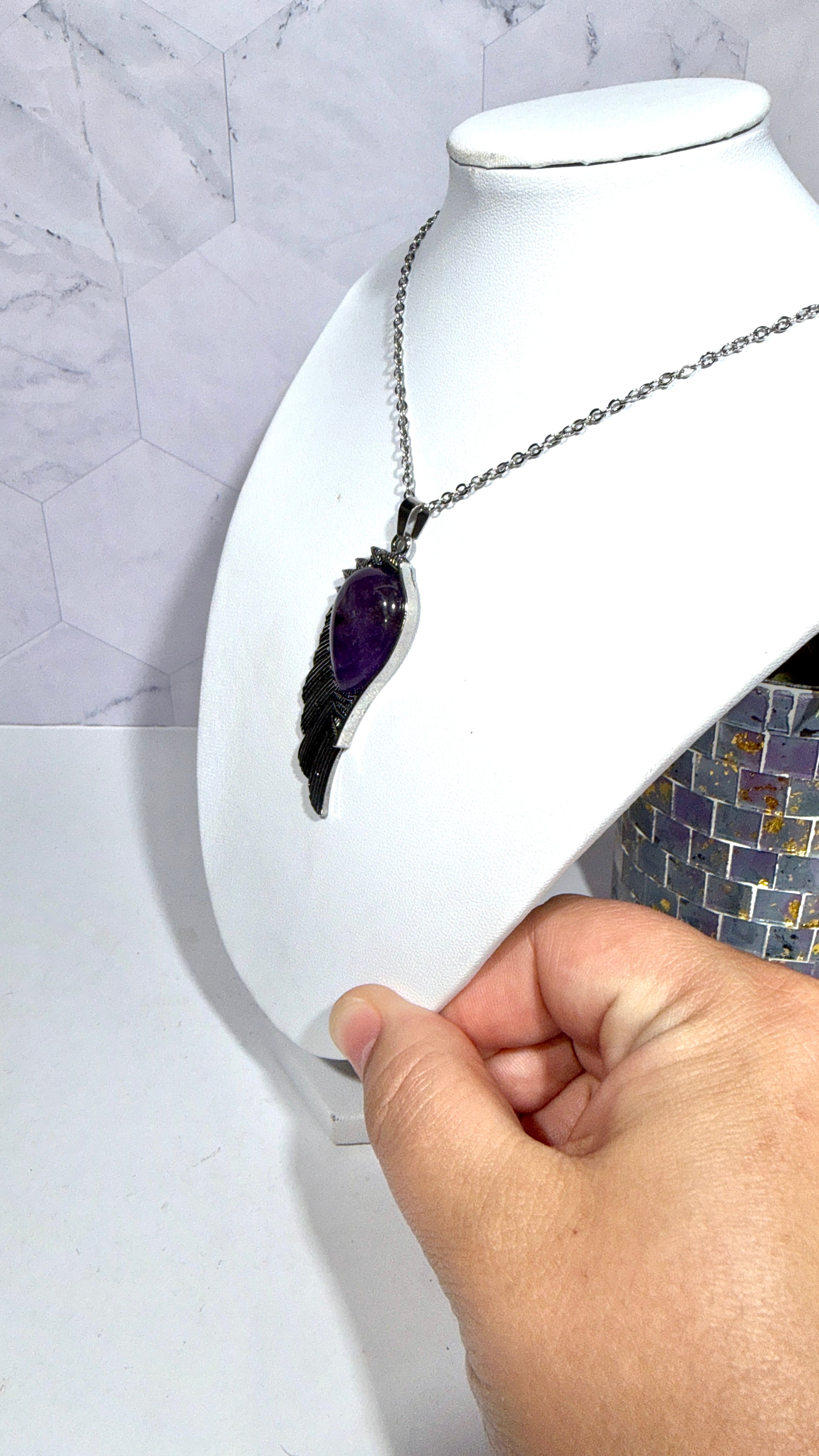 Amethyst Angel Wing Necklace