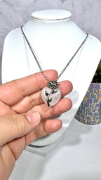 Quartz Heart Rose Necklace