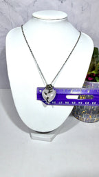 Quartz Heart Rose Necklace