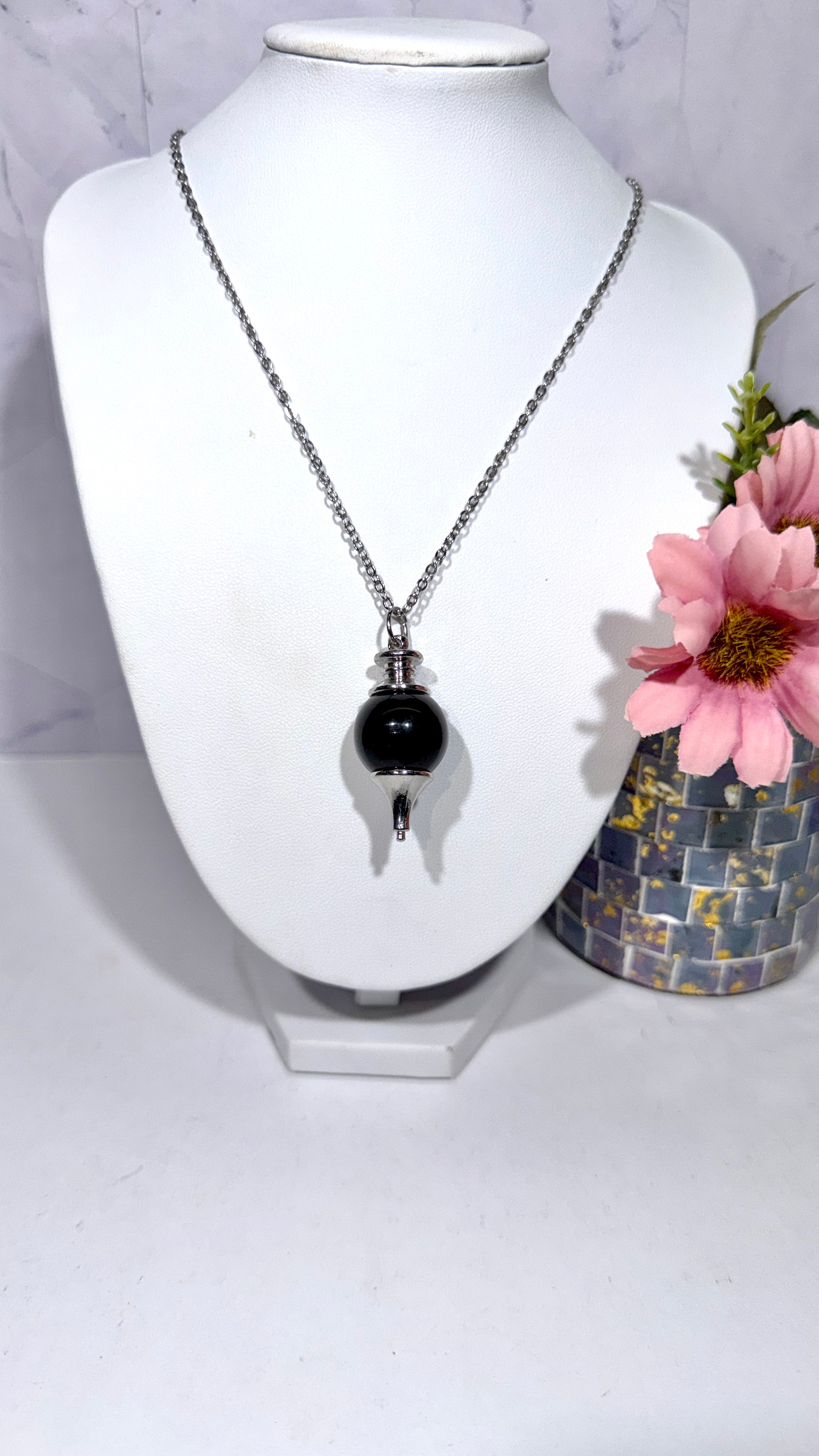 Obsidian Pendulum Necklace