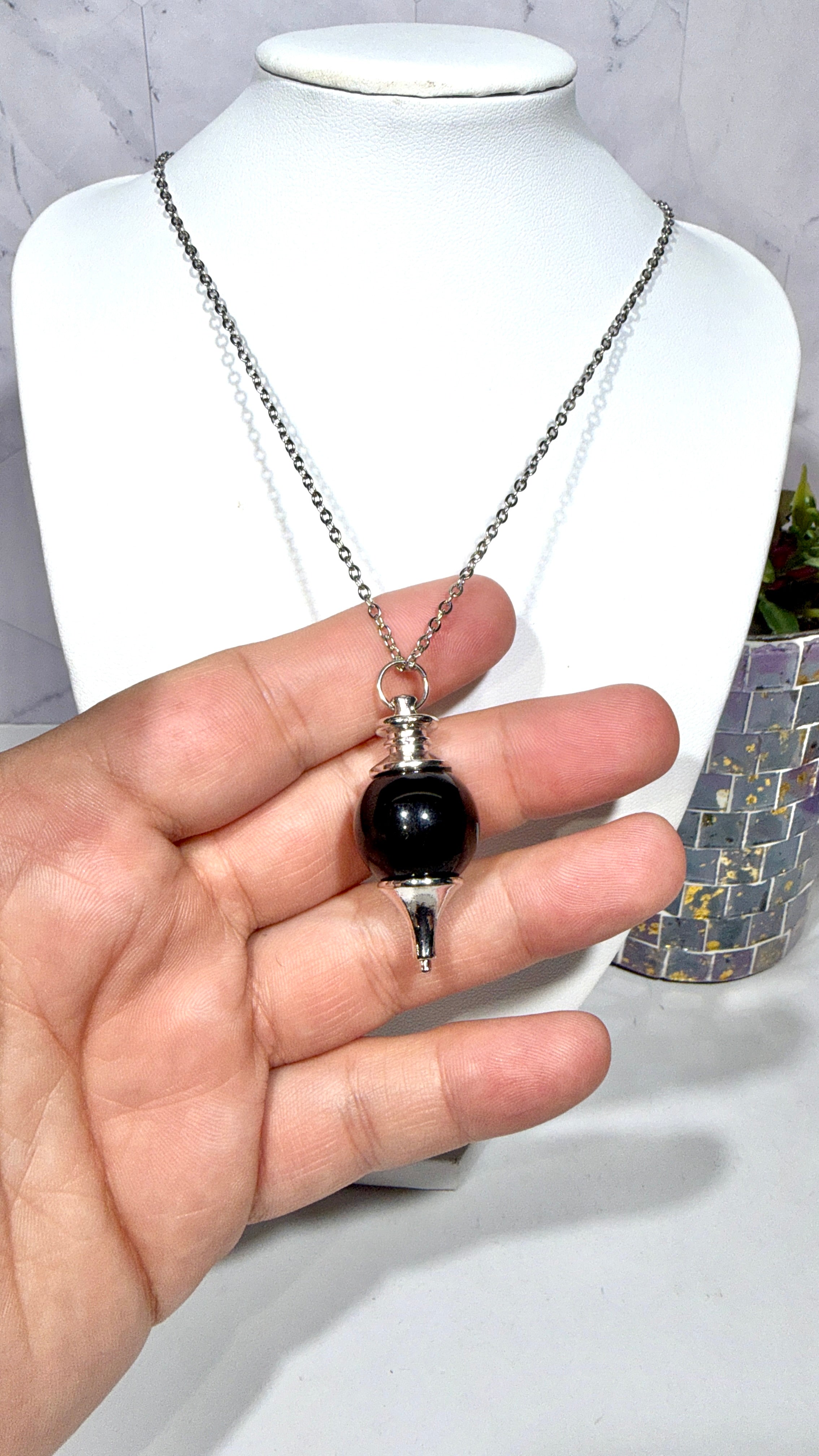 Obsidian Pendulum Necklace