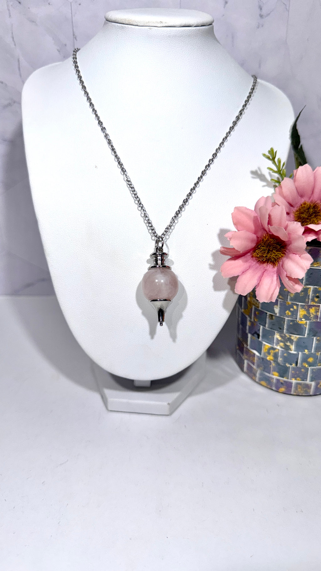 Rose Quartz Pendulum Necklace