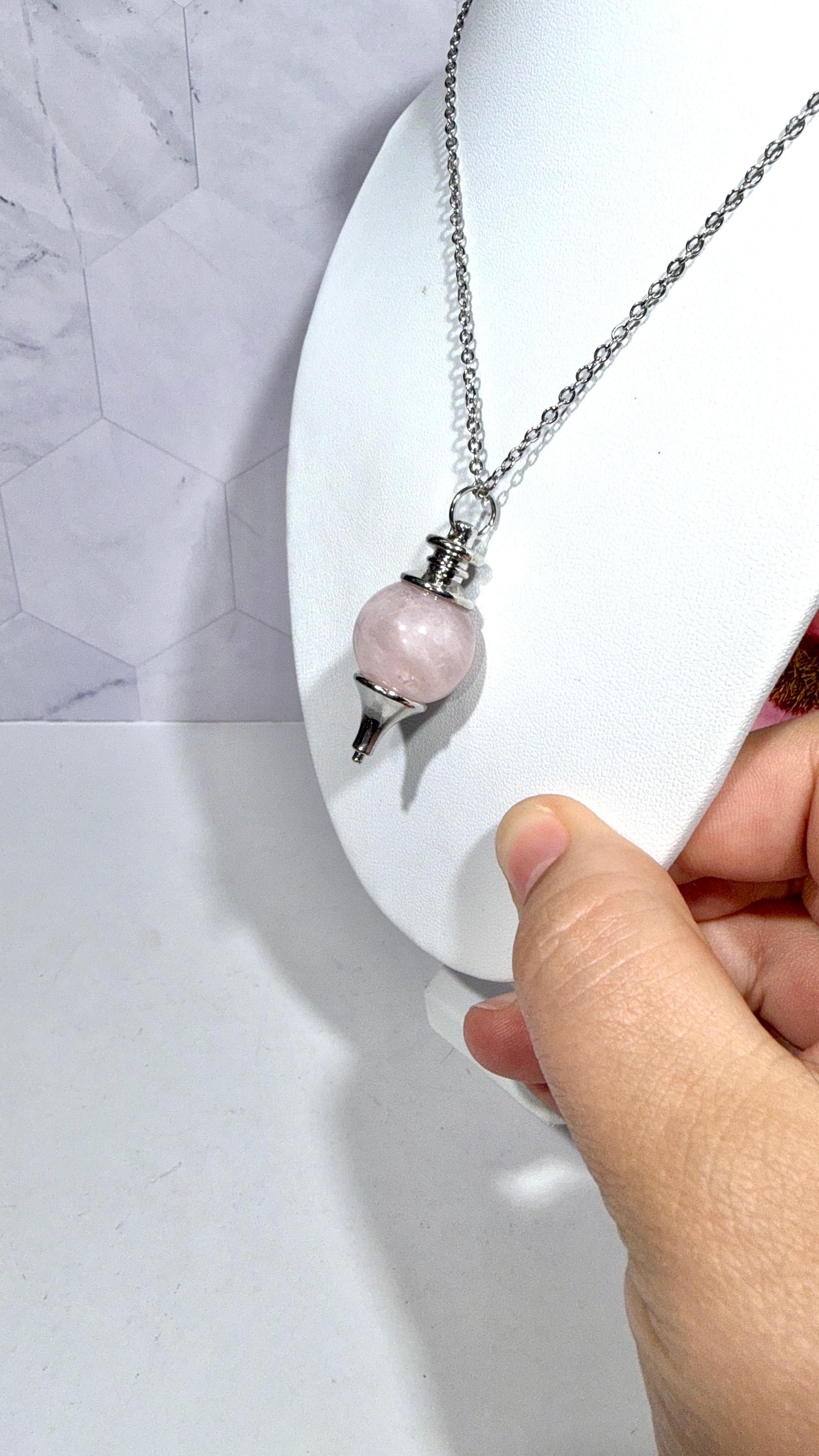 Rose Quartz Pendulum Necklace