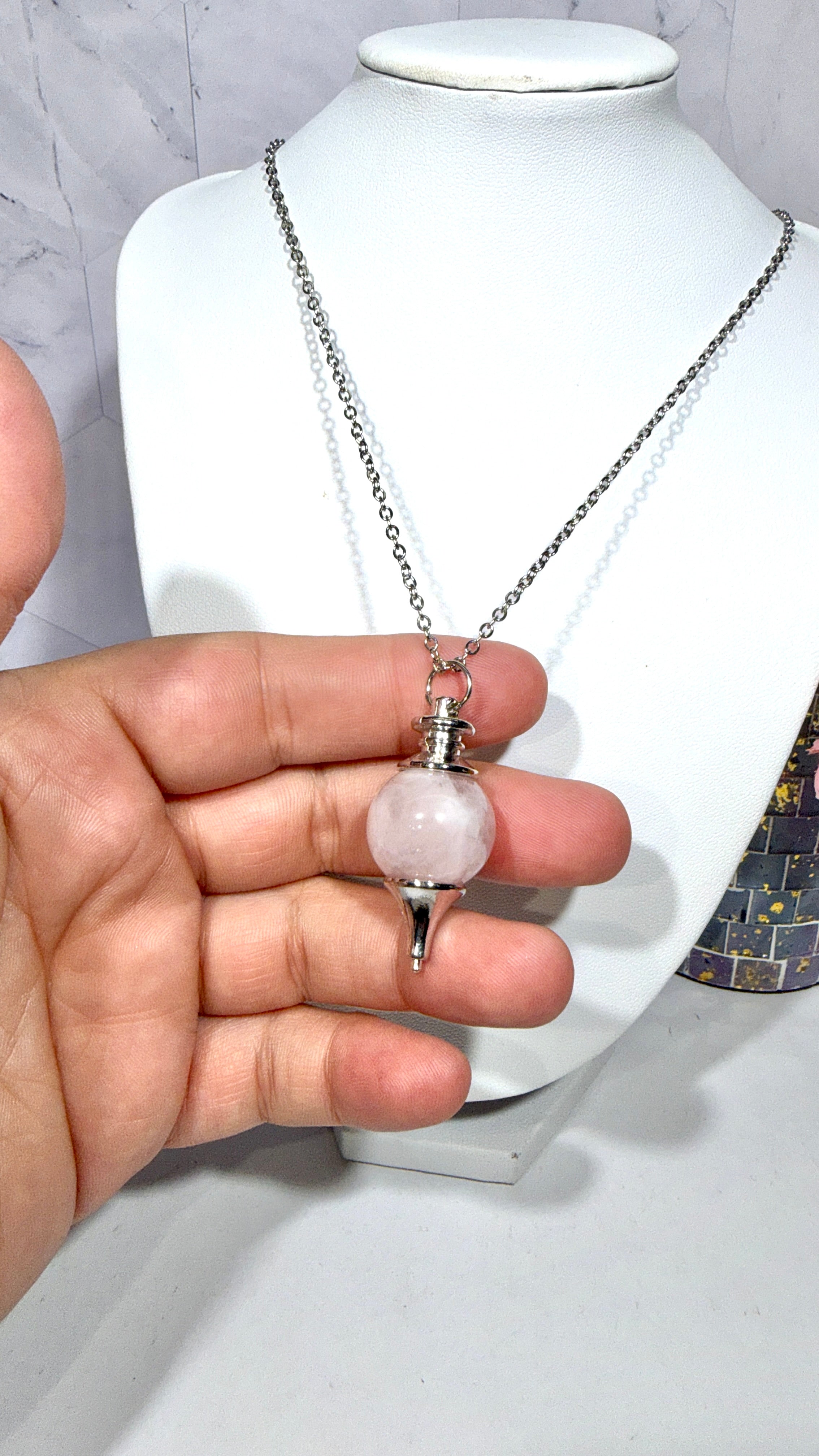 Rose Quartz Pendulum Necklace