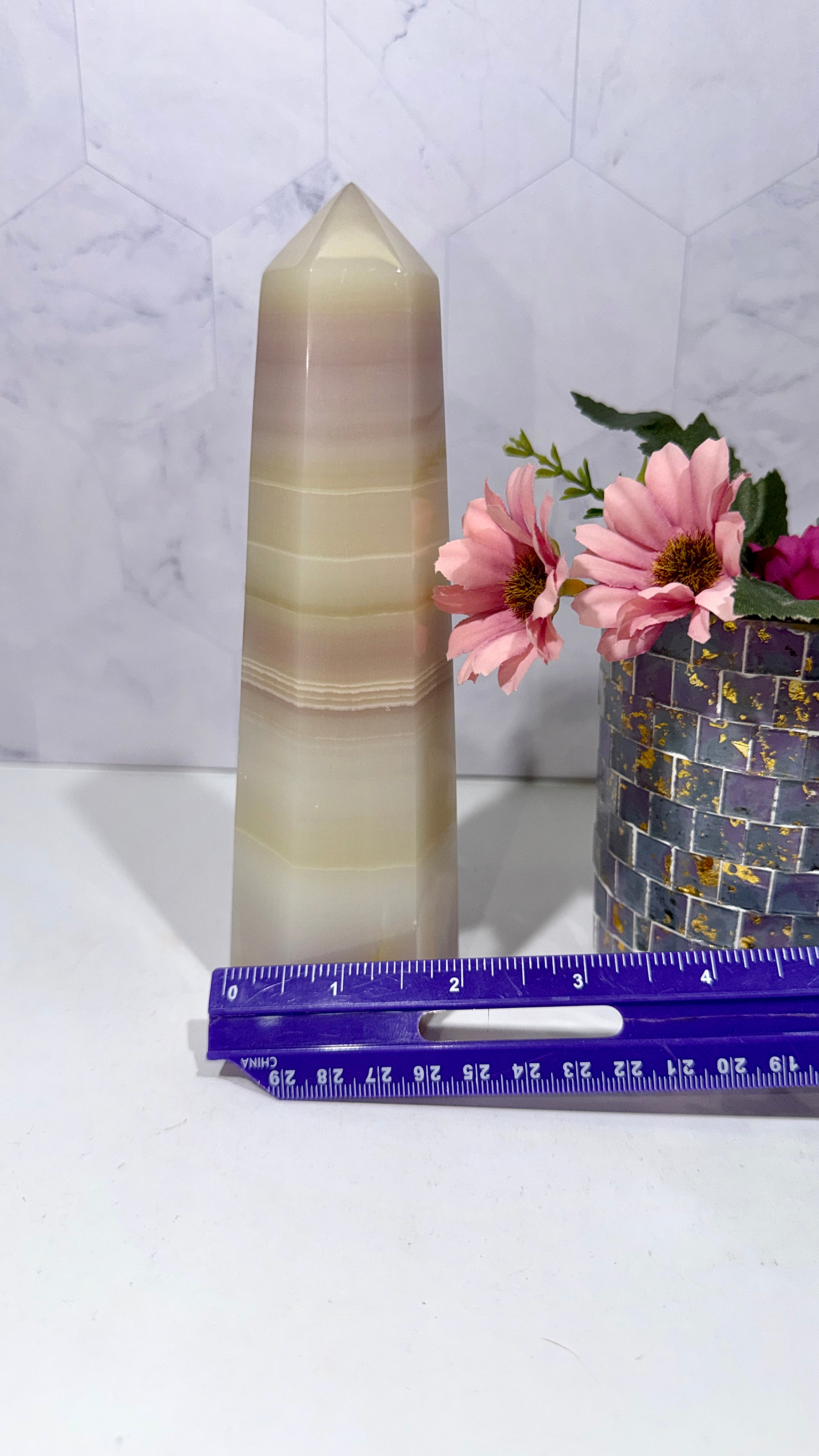 Watermelon Calcite Tower