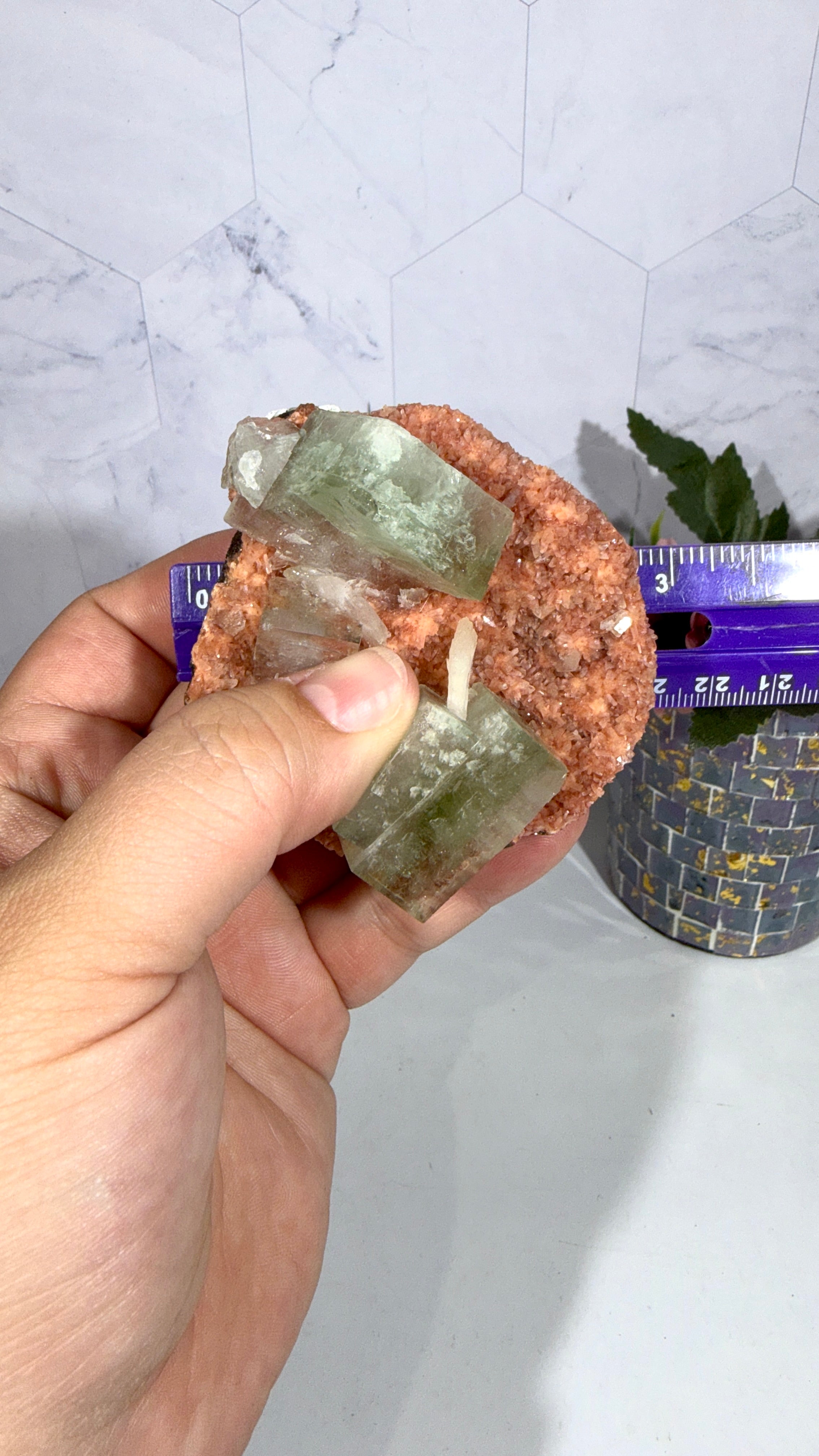 Green Apophyllite on Heulendite A Grade