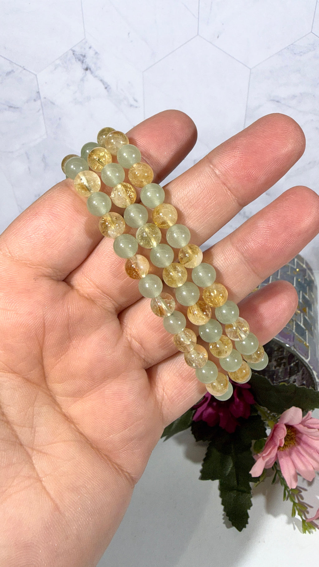 6mm Citrine and Green Aventurine Bracelet