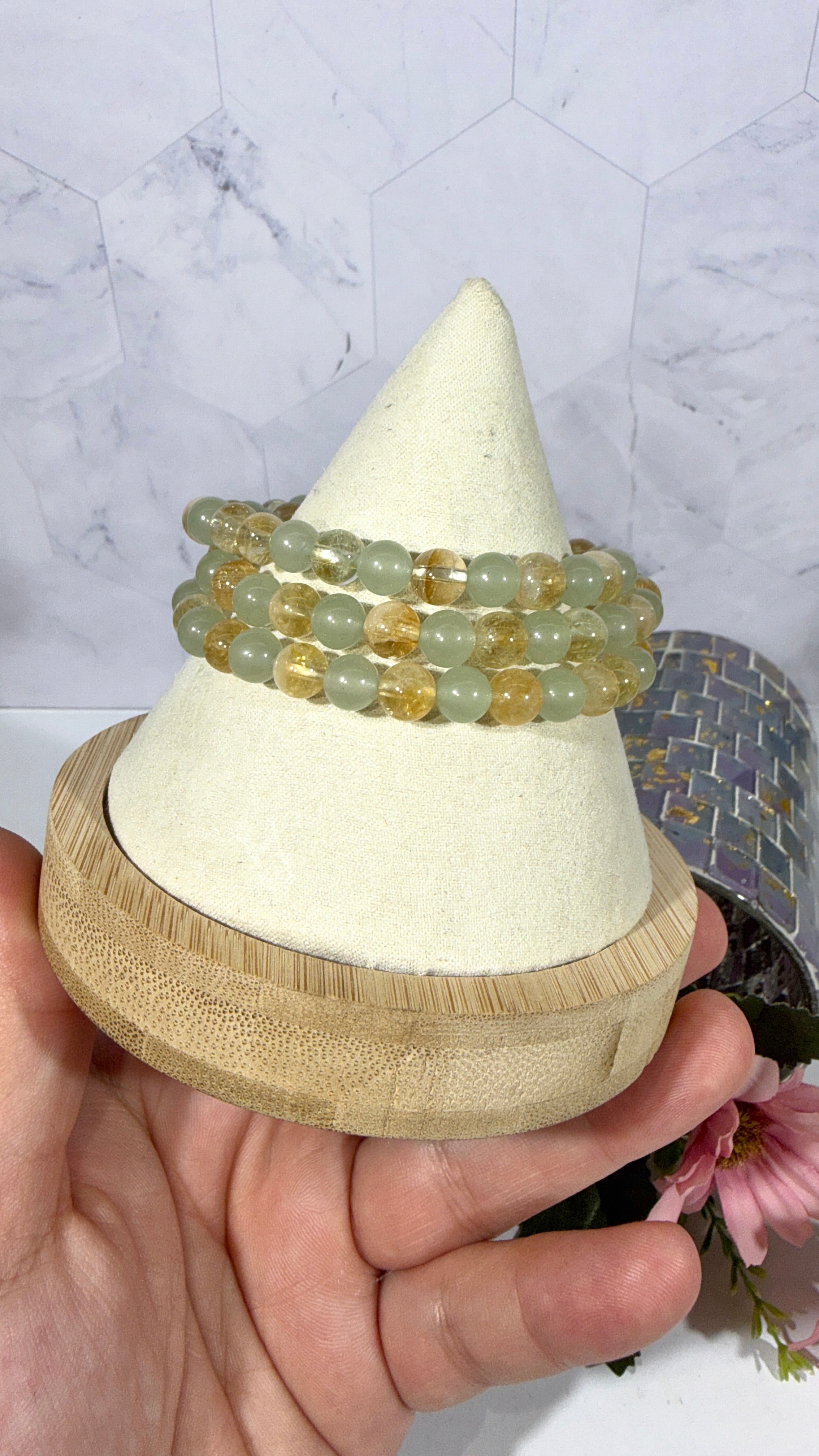 6mm Citrine and Green Aventurine Bracelet