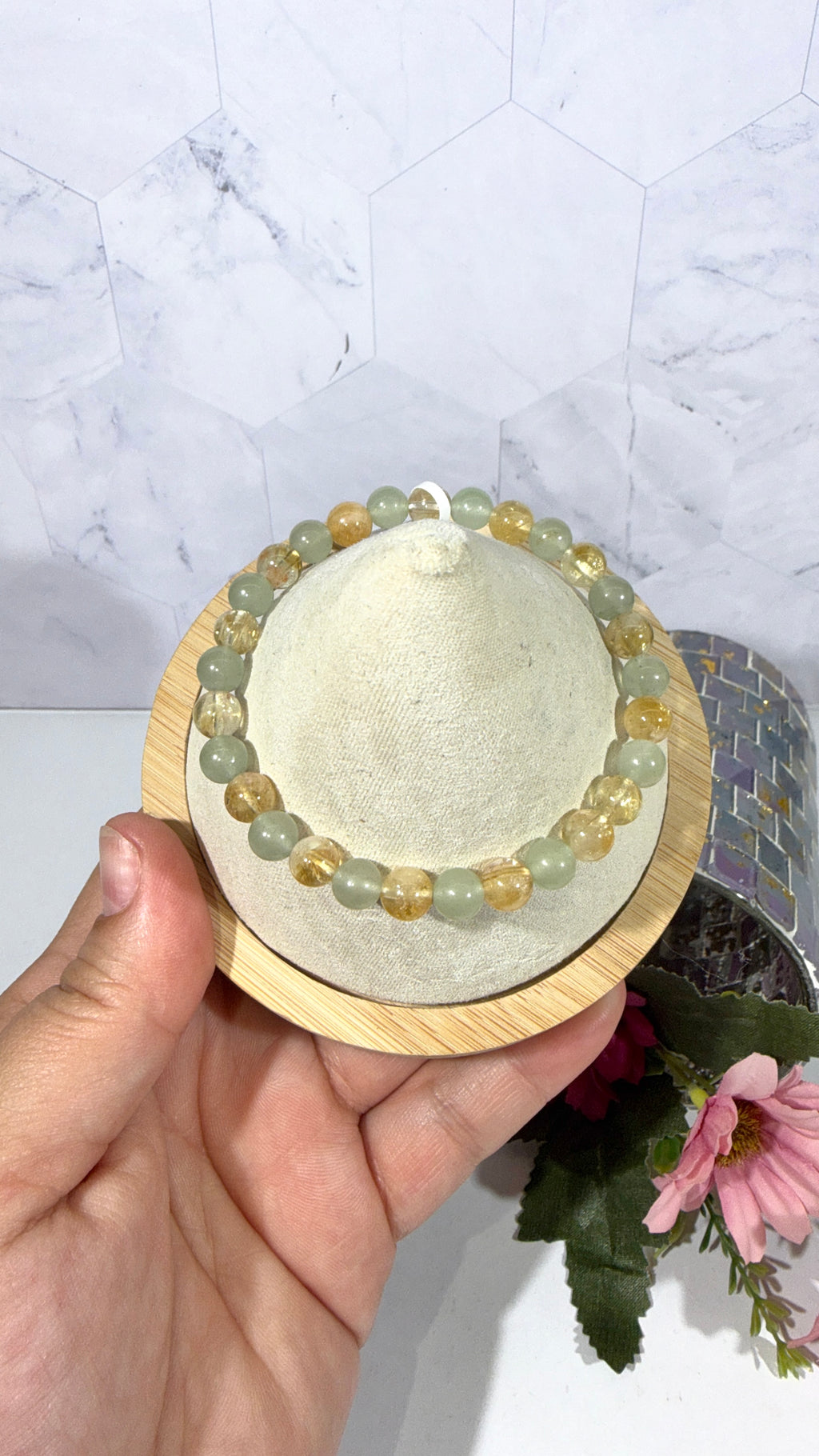 6mm Citrine and Green Aventurine Bracelet