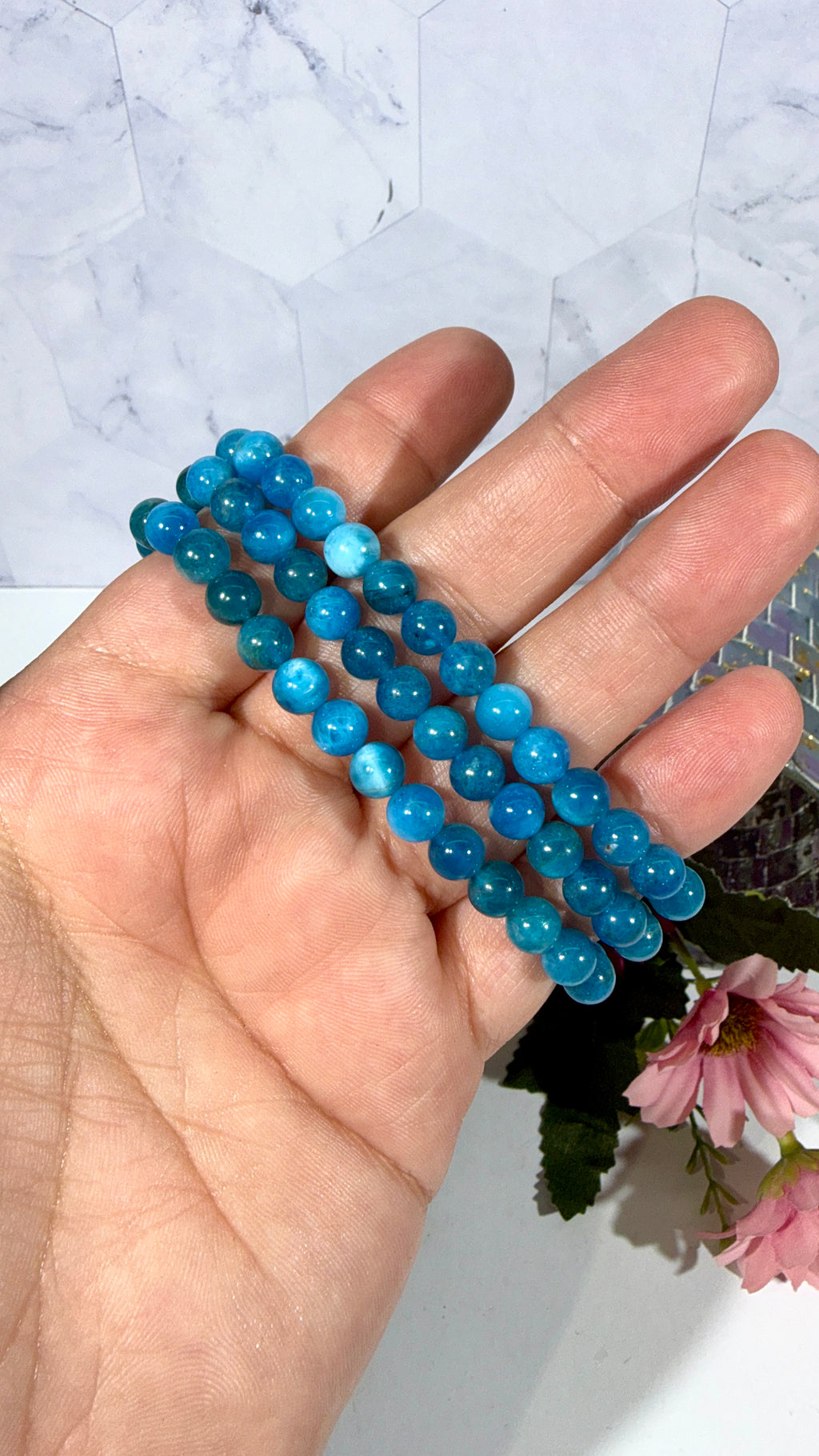 6mm Blue Apatite Bracelet