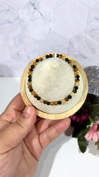 4mm Black Onyx, Yellow Jade, and Tiger's Eye Bracelet