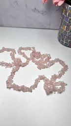 Rose Quartz Chip Necklace 34 Inches