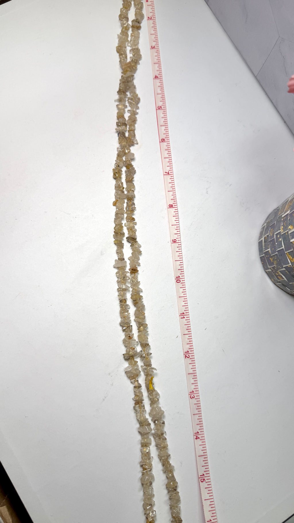Rutilated Quartz Chip Necklace 34 Inches