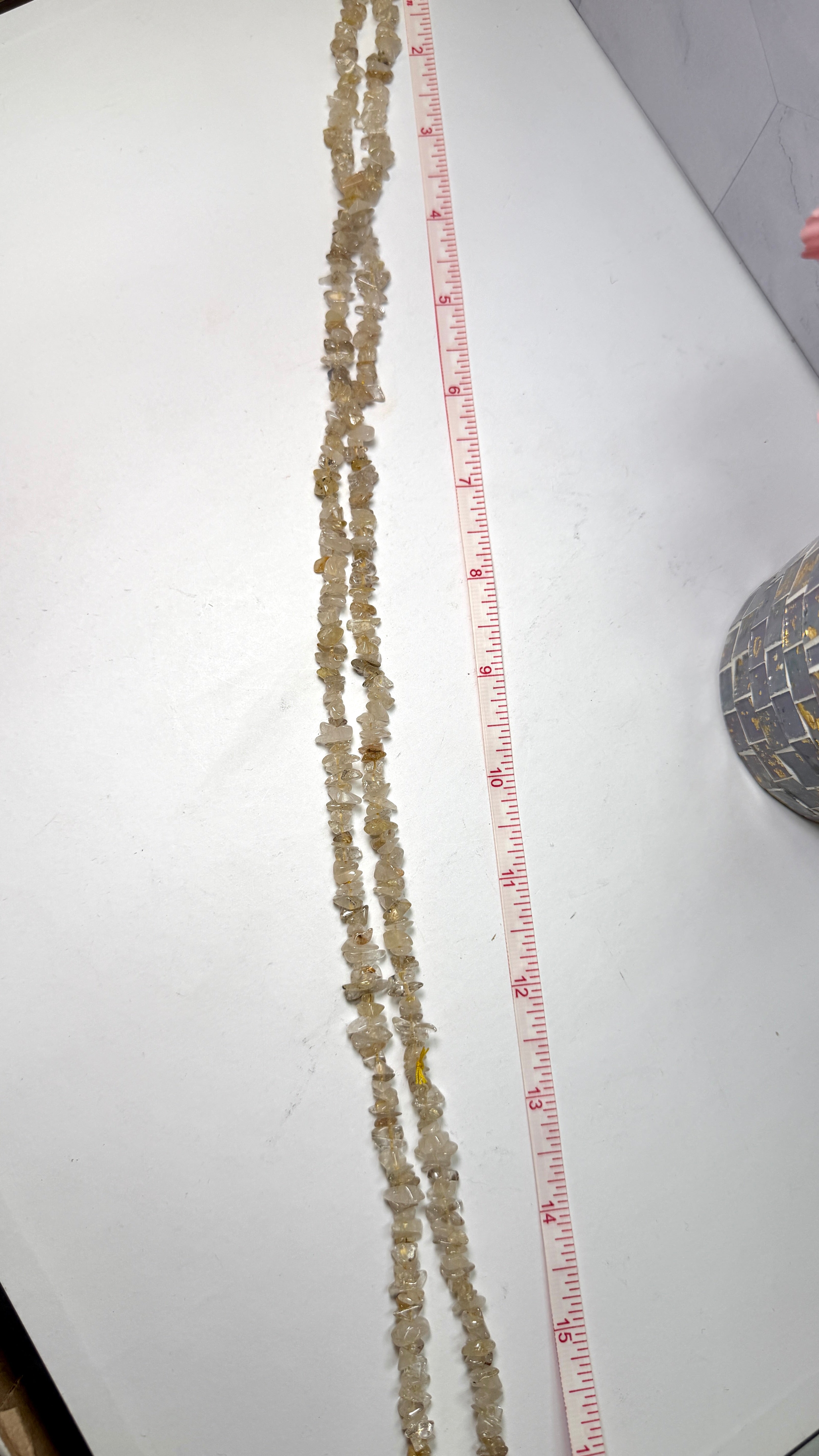 Rutilated Quartz Chip Necklace 34 Inches
