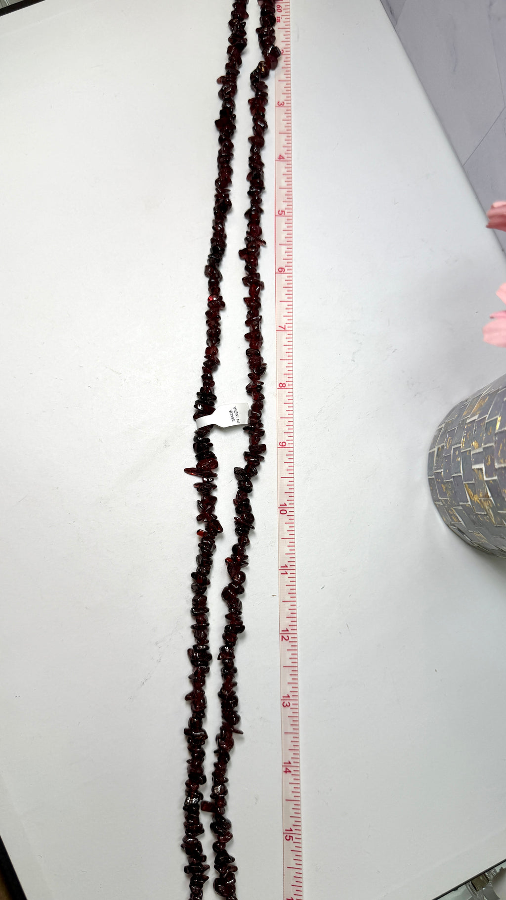Garnet Chip Necklace 34 Inches