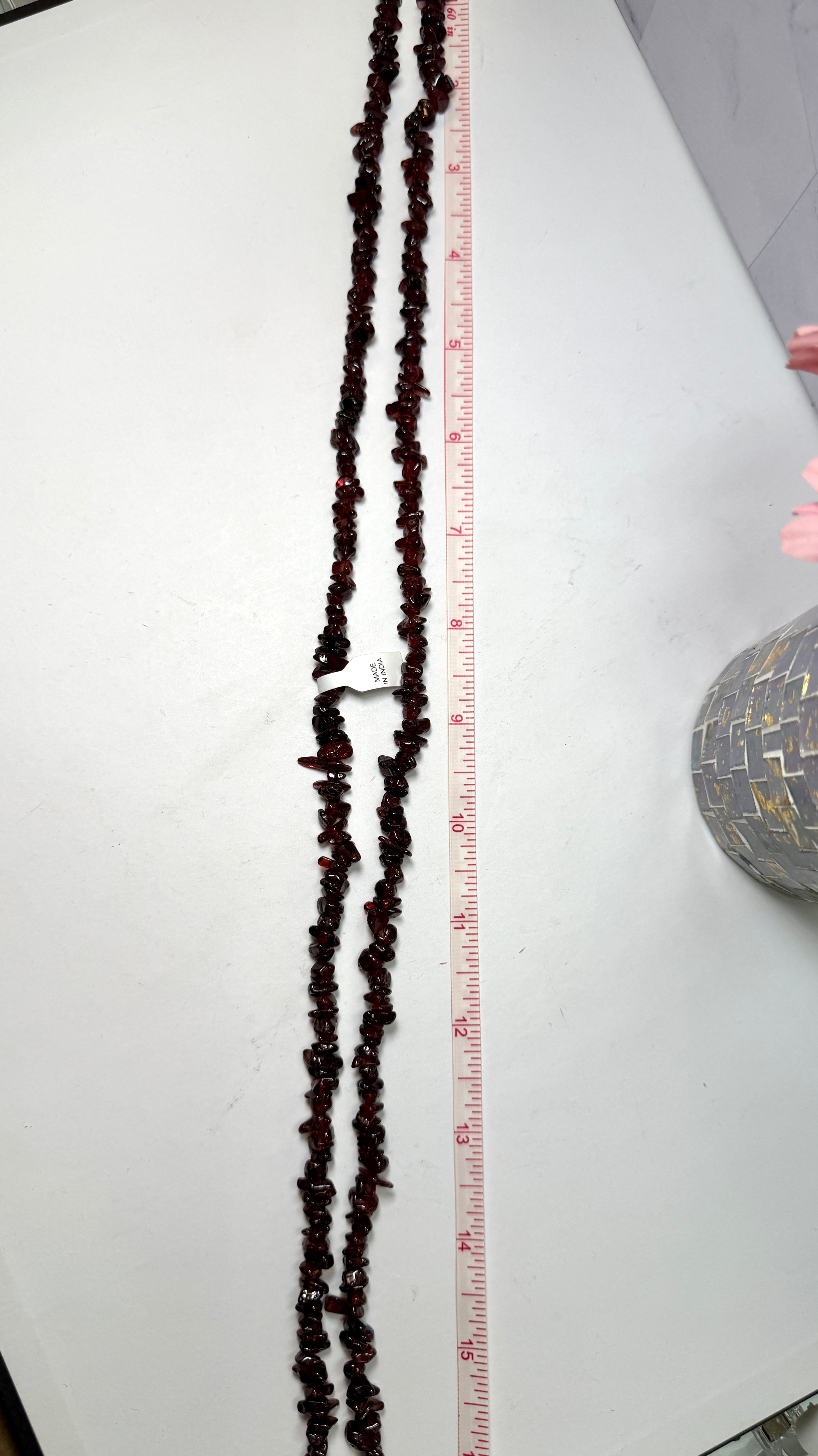 Garnet Chip Necklace 34 Inches