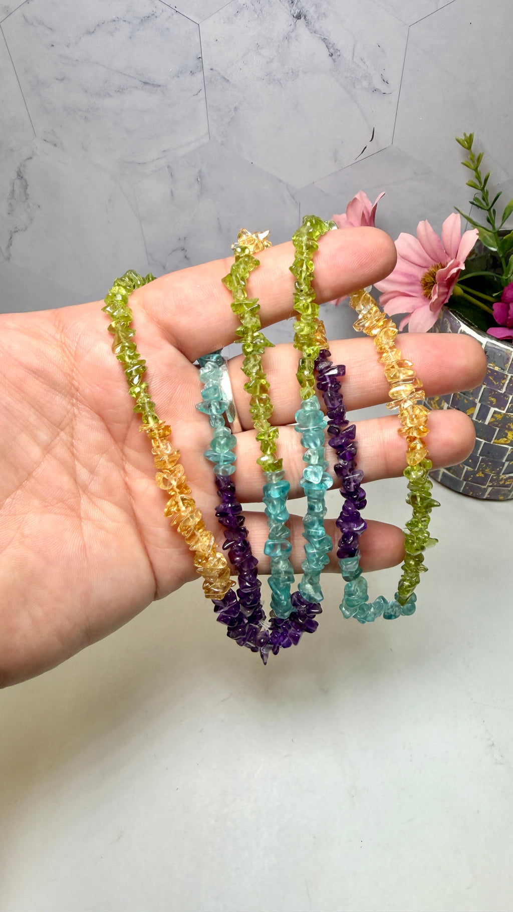 Multistone Chip Necklace 34 Inches