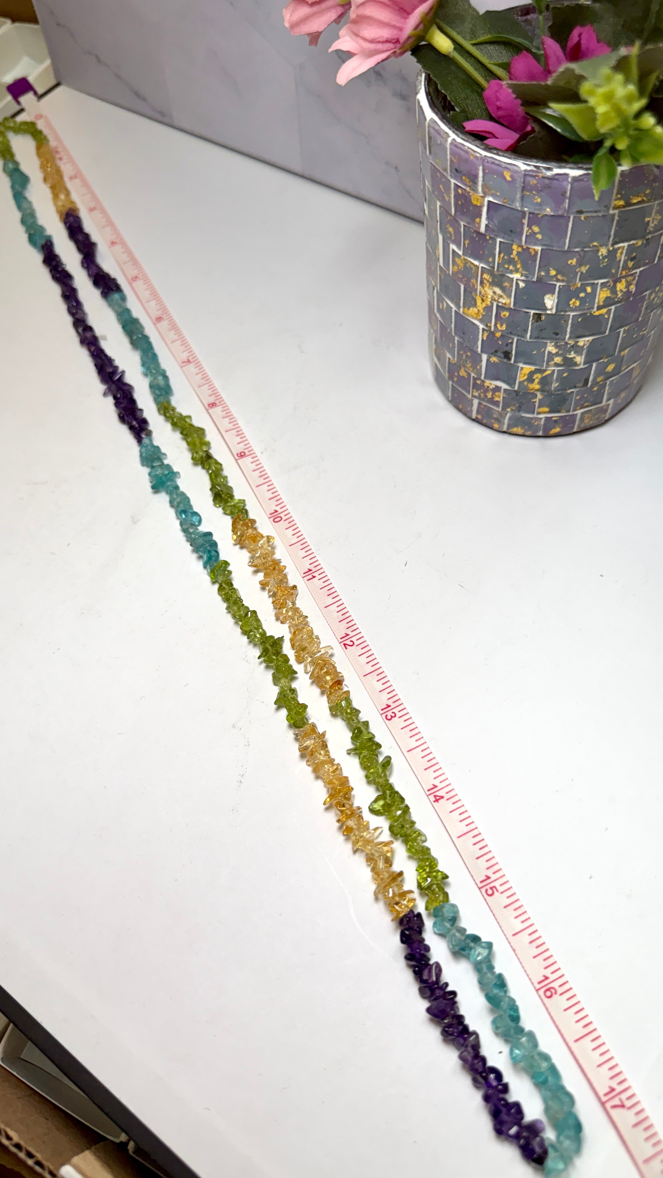Multistone Chip Necklace 34 Inches