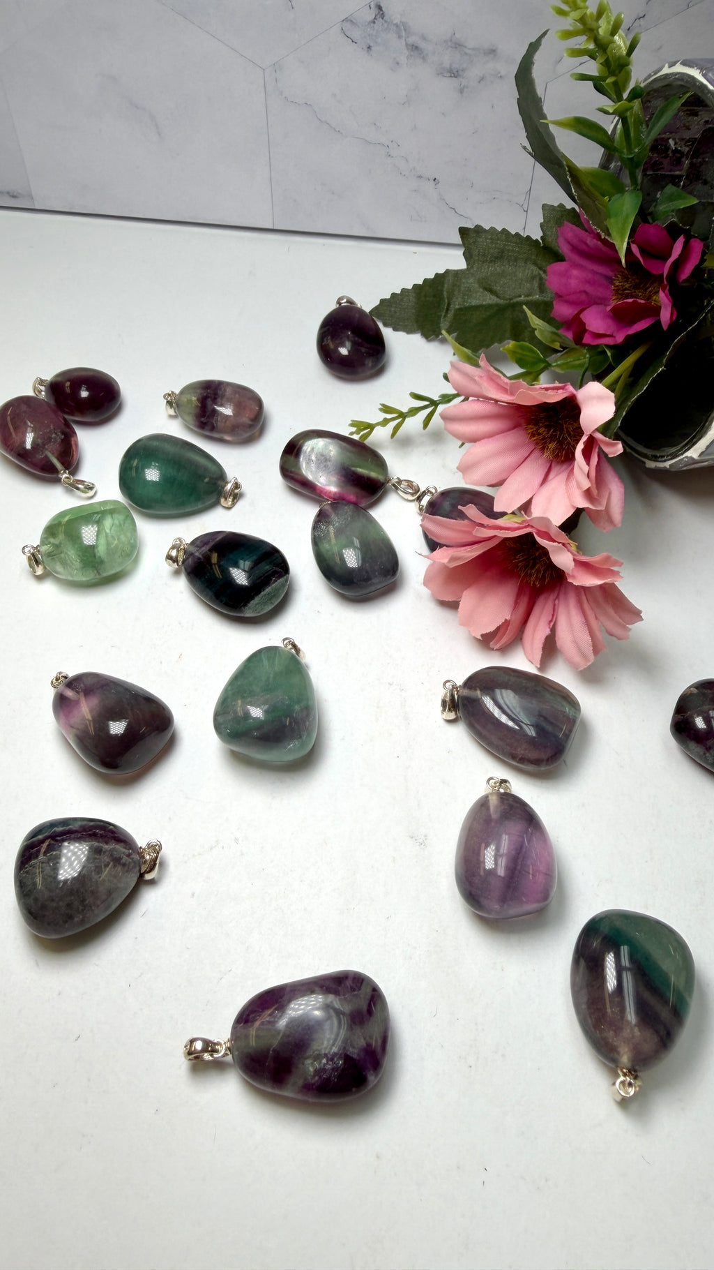 Rainbow Fluorite Tumble Pendant